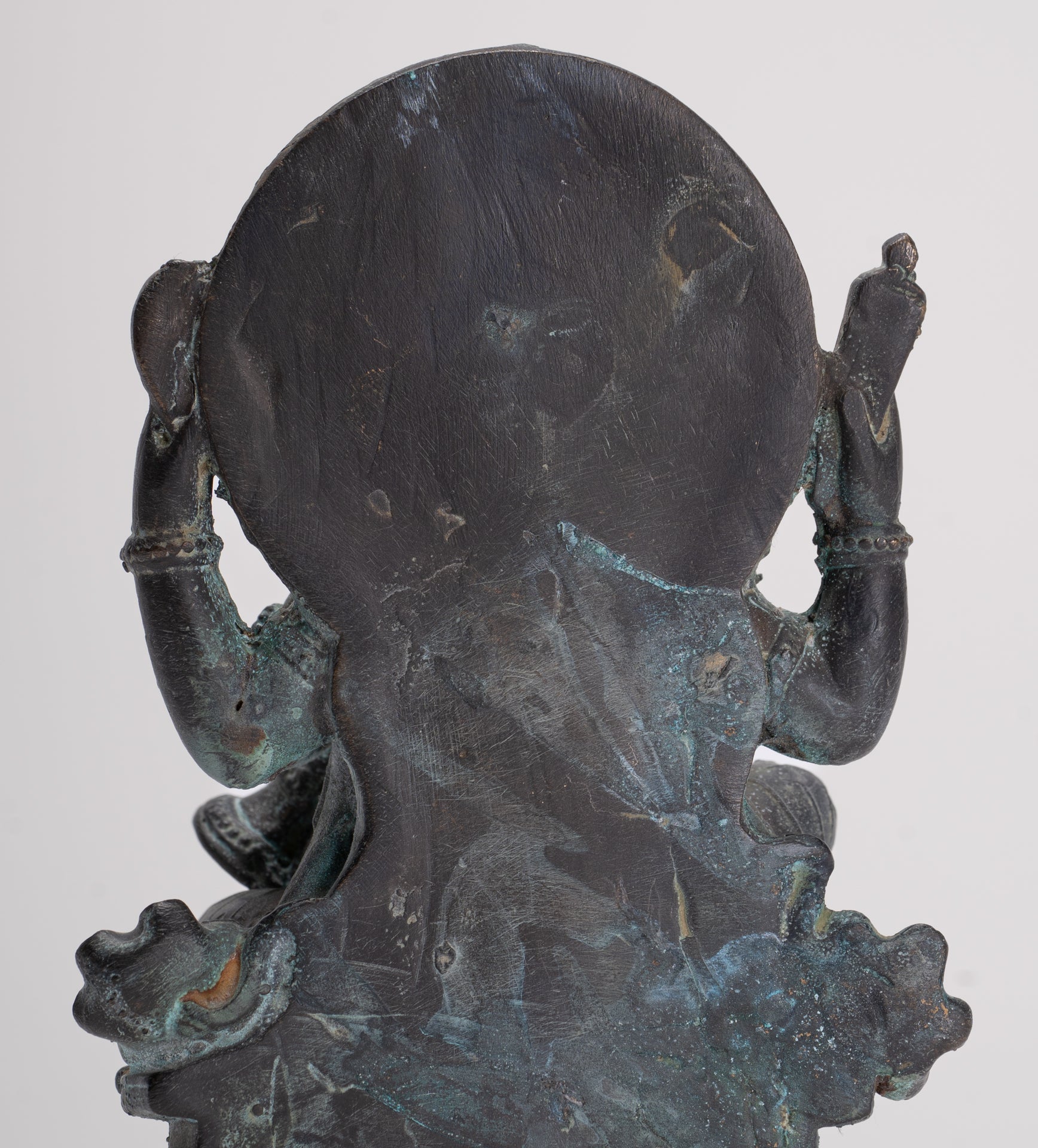 Ganesh - Antique Thai Style Bronze Seated Ganesh Statue  - 15.5cm/6"