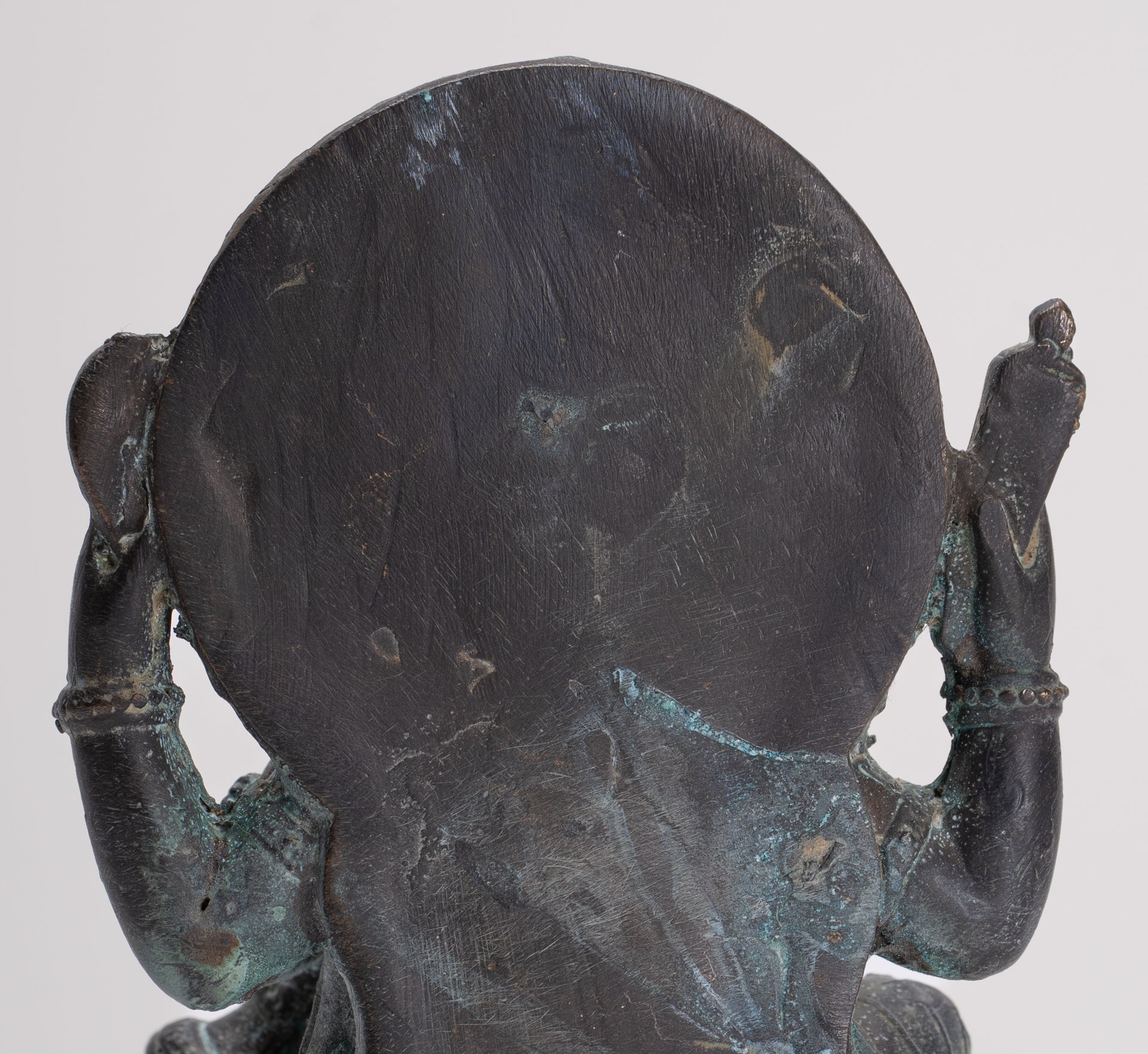 Ganesh - Antique Thai Style Bronze Seated Ganesh Statue  - 15.5cm/6"