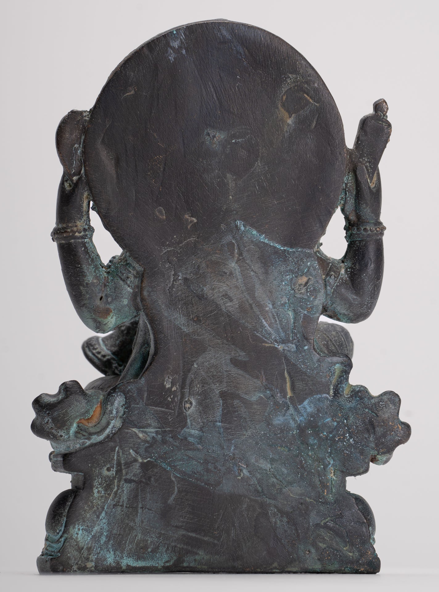 Ganesh - Antique Thai Style Bronze Seated Ganesh Statue  - 15.5cm/6"