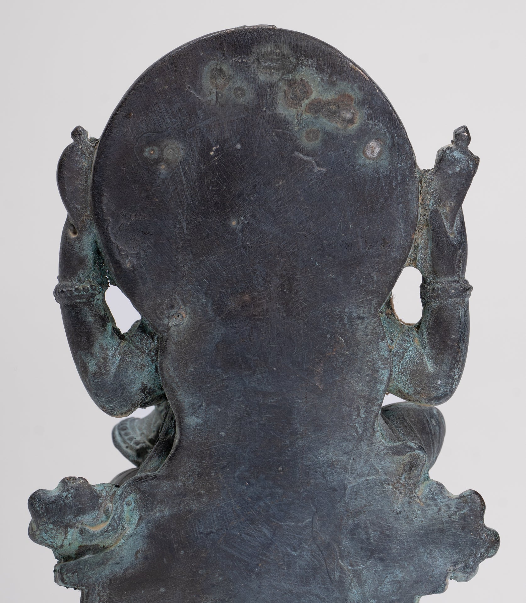 Ganesh - Antique Thai Style Bronze Seated Ganesh Statue  - 15.5cm/6"