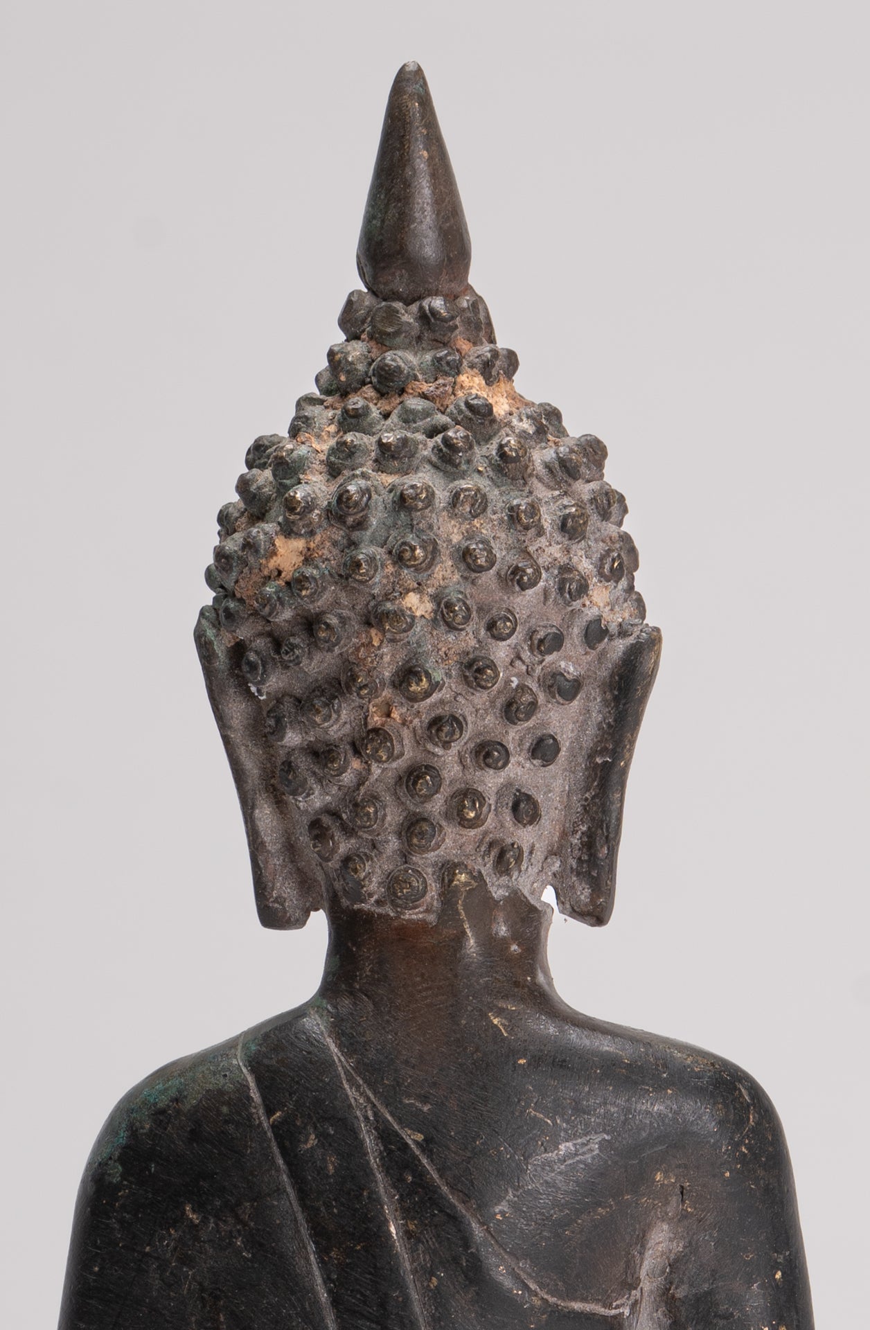 Buddha Statue - Antique Laos Style Bronze Enlightenment Buddha Statue - 29cm/12"