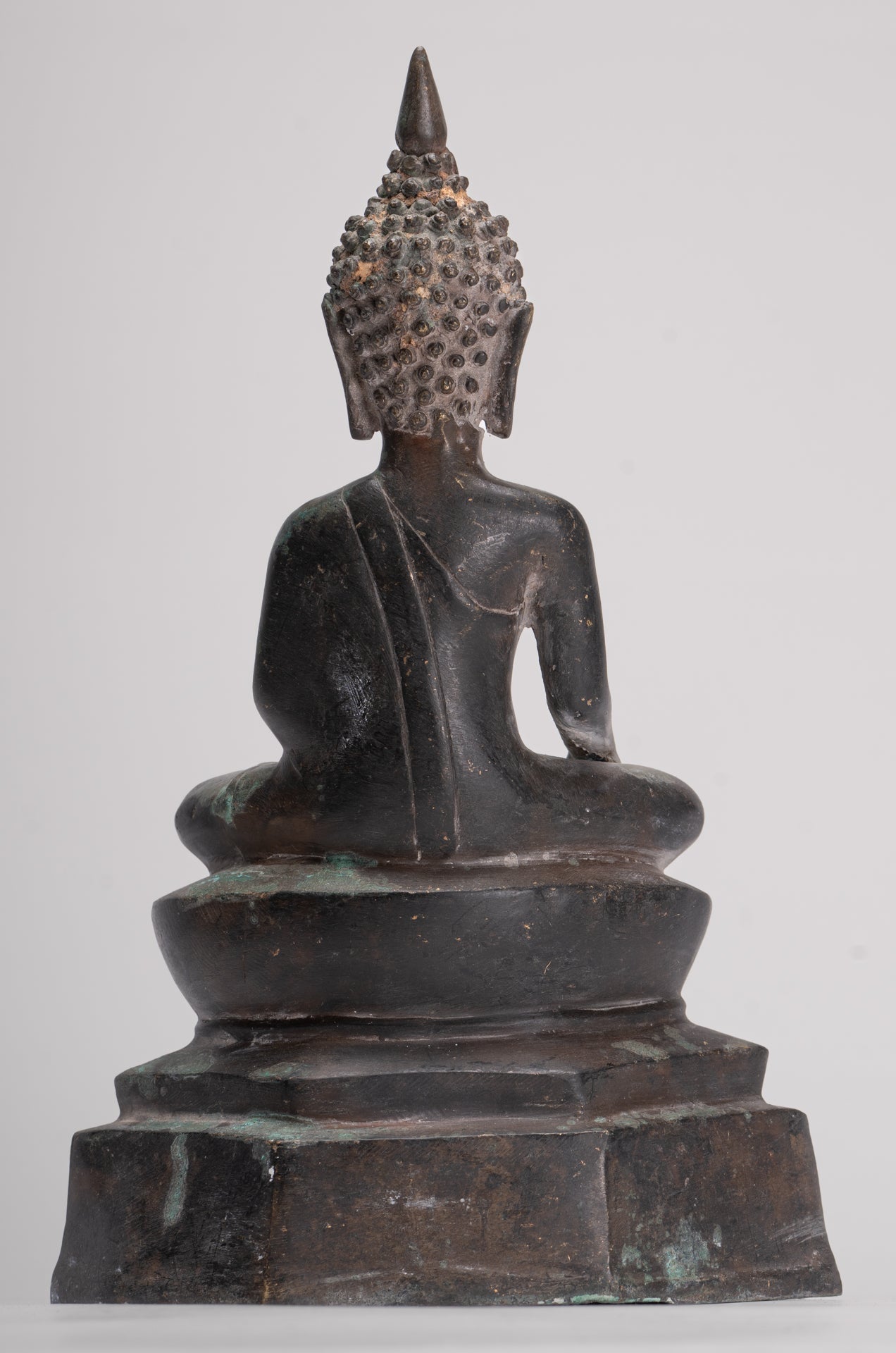 Buddha Statue - Antique Laos Style Bronze Enlightenment Buddha Statue - 29cm/12"