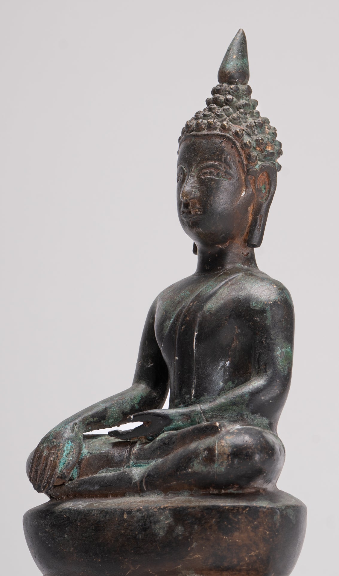 Buddha Statue - Antique Laos Style Bronze Enlightenment Buddha Statue - 29cm/12"