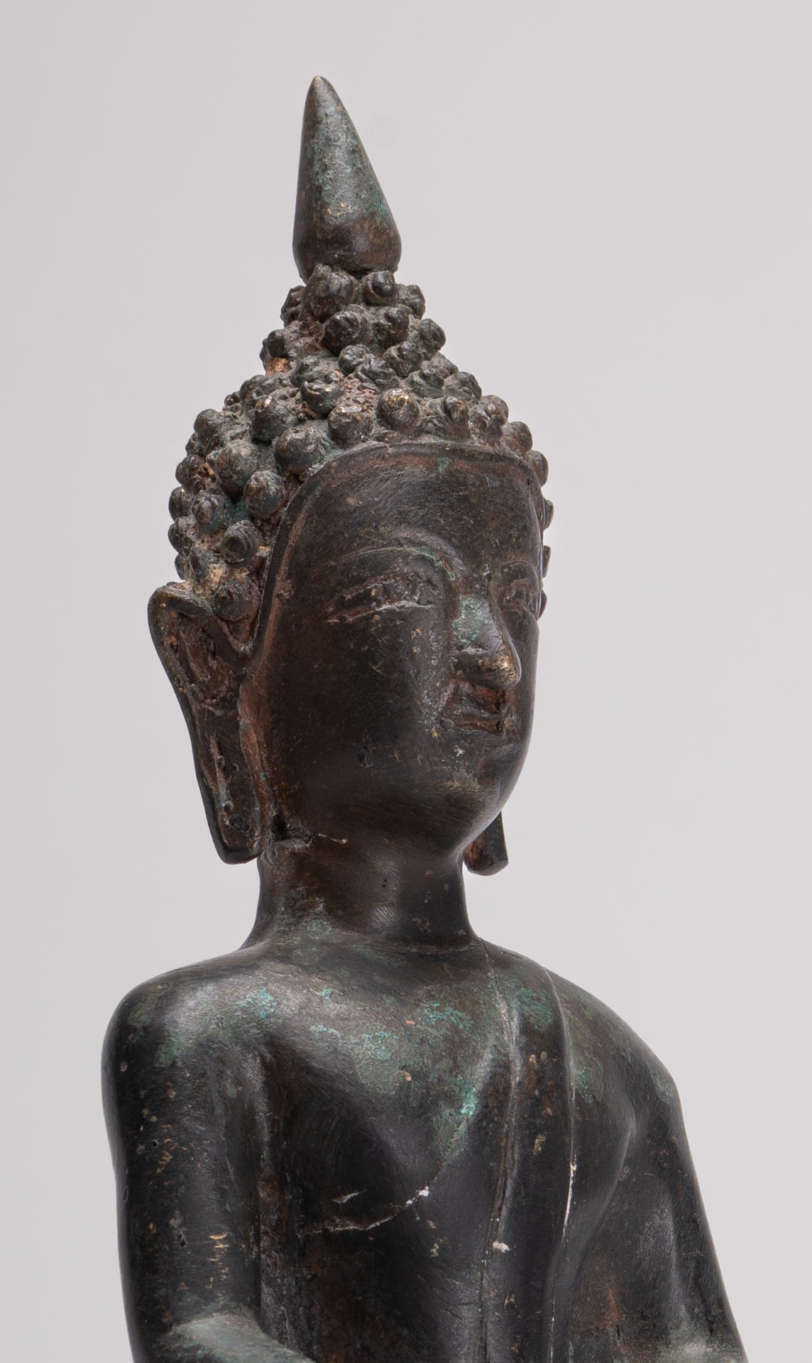 Buddha Statue - Antique Laos Style Bronze Enlightenment Buddha Statue - 29cm/12"