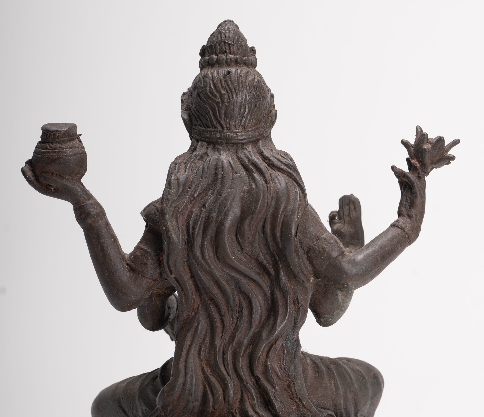 Shiva Statue - Antique Indian Style Bronze Seated 4-Arm Shiva Statue - 25cm/10"