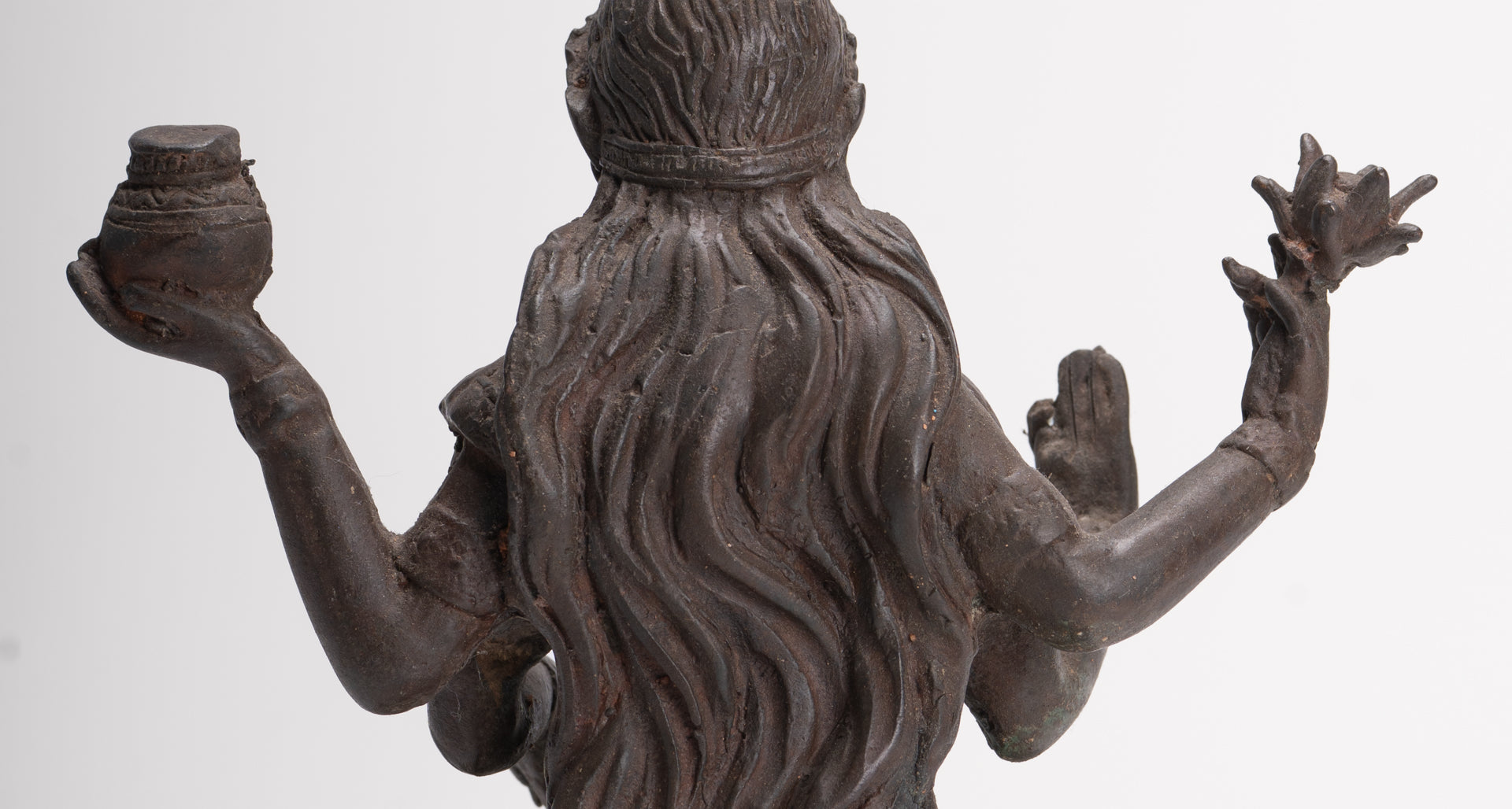 Shiva Statue - Antique Indian Style Bronze Seated 4-Arm Shiva Statue - 25cm/10"