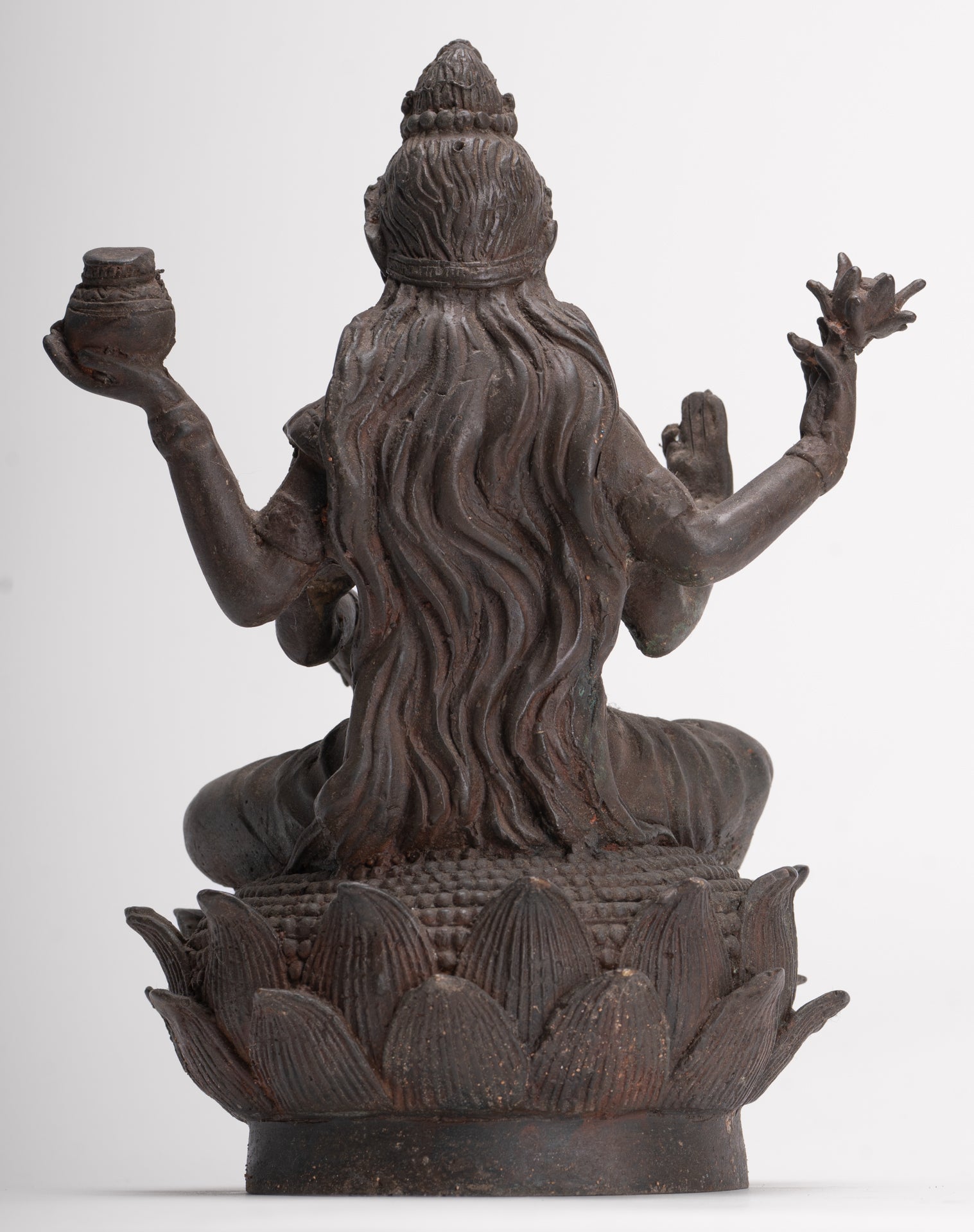 Shiva Statue - Antique Indian Style Bronze Seated 4-Arm Shiva Statue - 25cm/10"