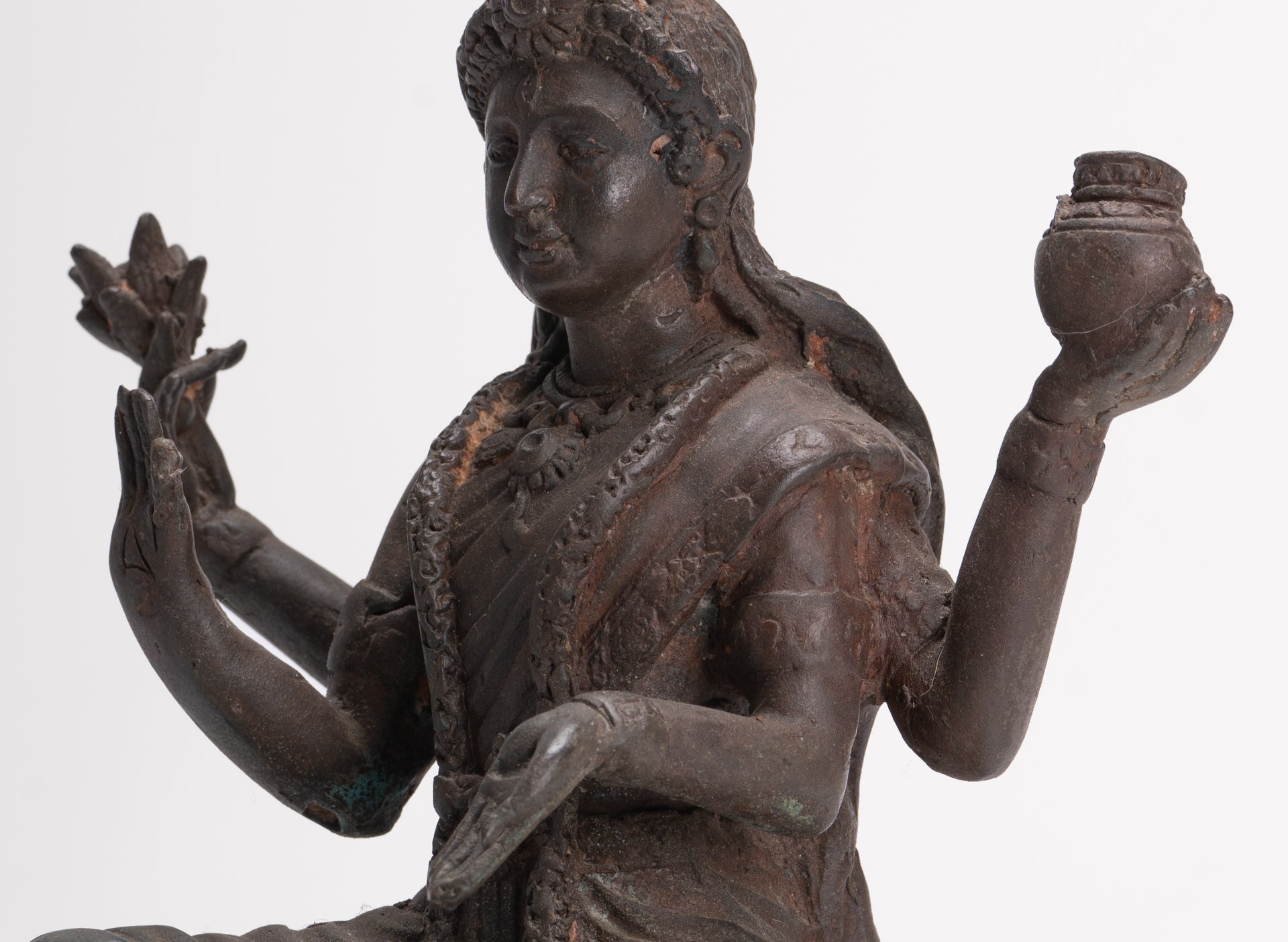 Shiva Statue - Antique Indian Style Bronze Seated 4-Arm Shiva Statue - 25cm/10"