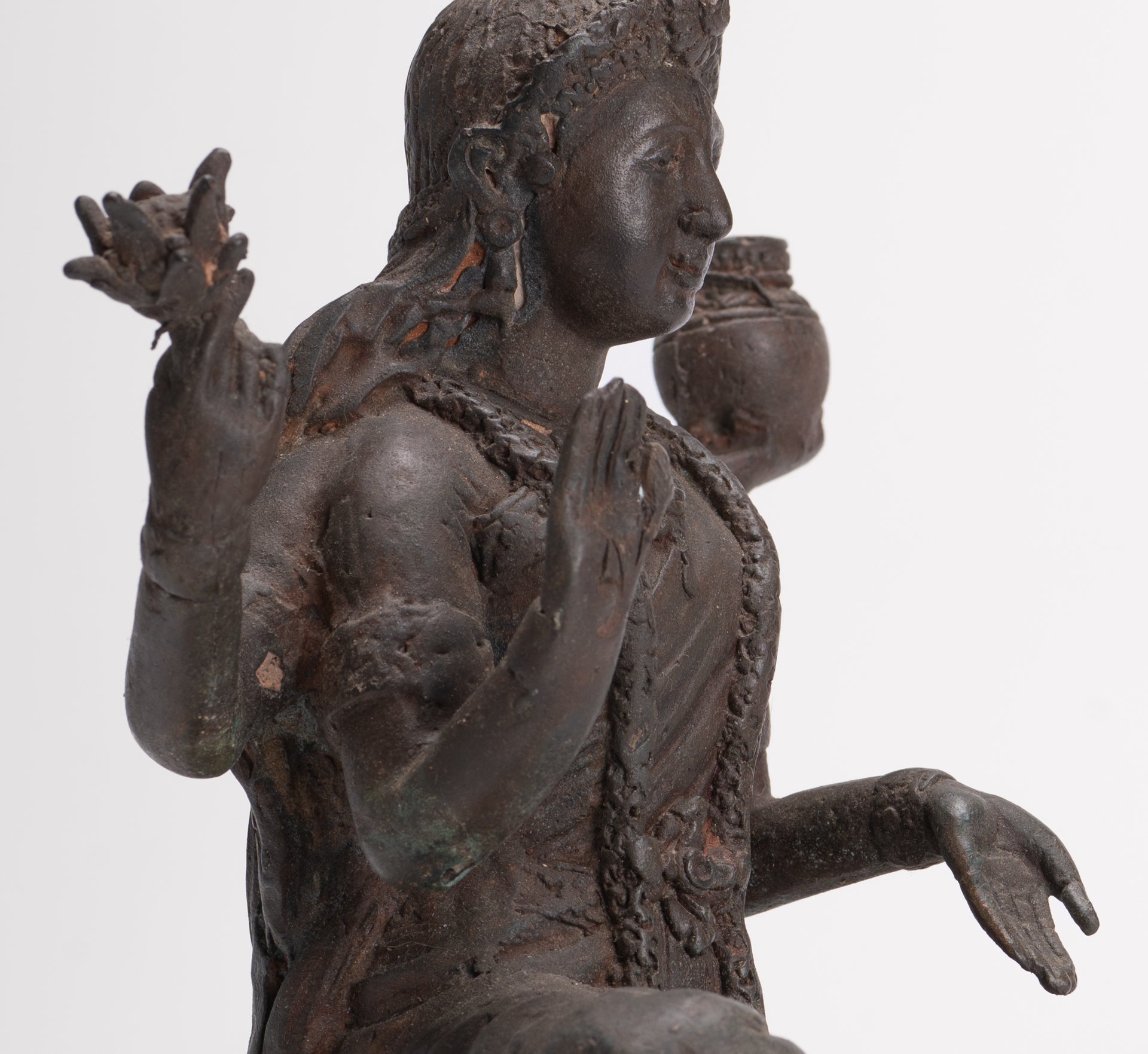 Shiva Statue - Antique Indian Style Bronze Seated 4-Arm Shiva Statue - 25cm/10"