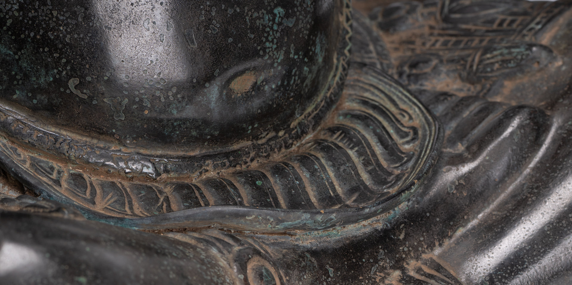 Large Ganesha Statue - Antique Khmer Style Angkor Wat Bronze Seated Four Arm Ganesh Statue - 56cm/22"