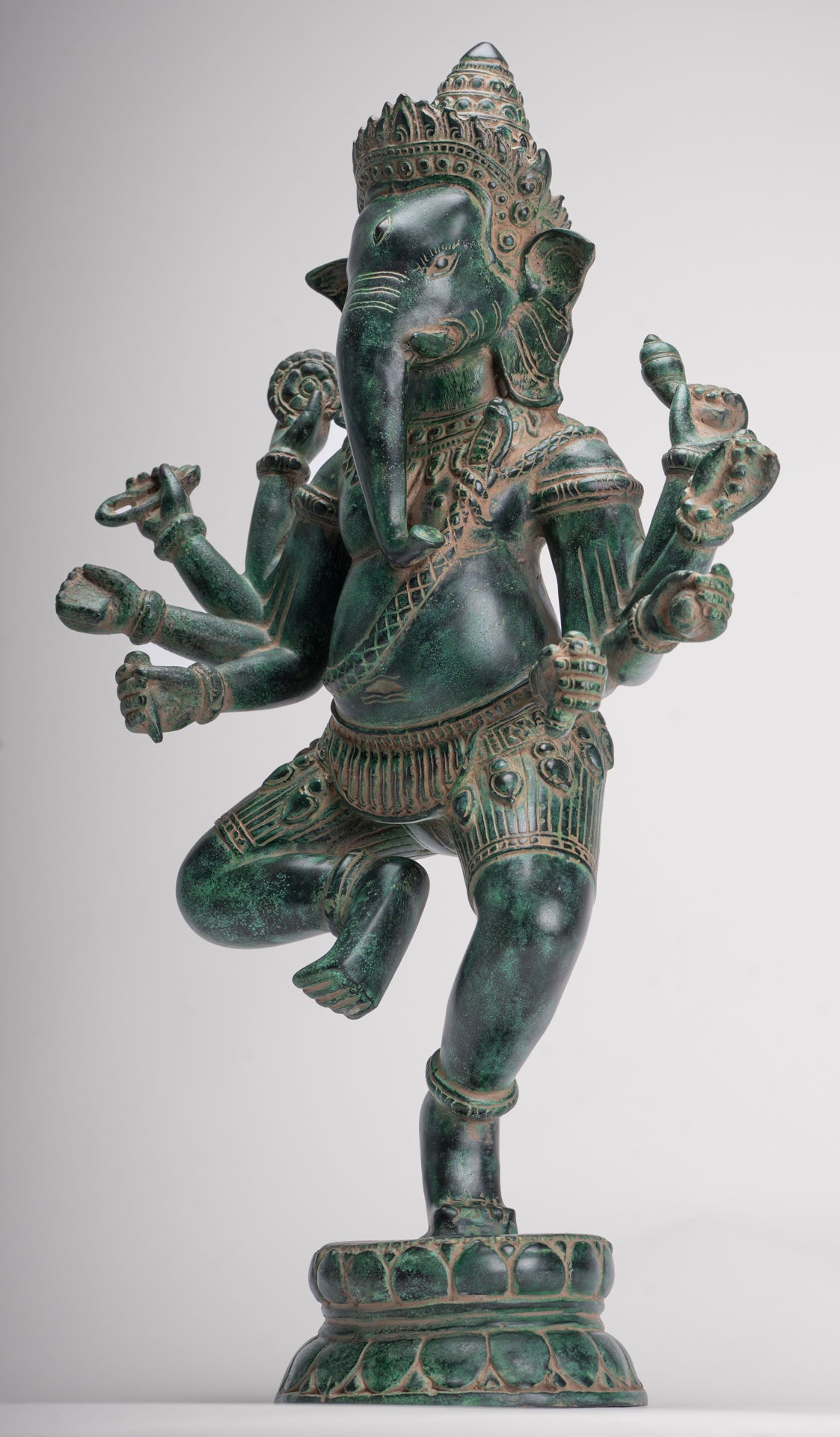Ganesha Statue - Antique Khmer Style Bronze Dancing Ganesh Statue - 50cm/20"