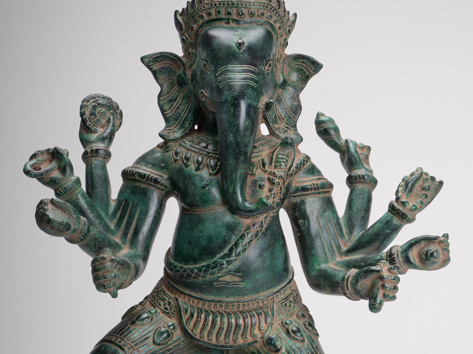 Ganesha Statue - Antique Khmer Style Bronze Dancing Ganesh Statue - 50cm/20"
