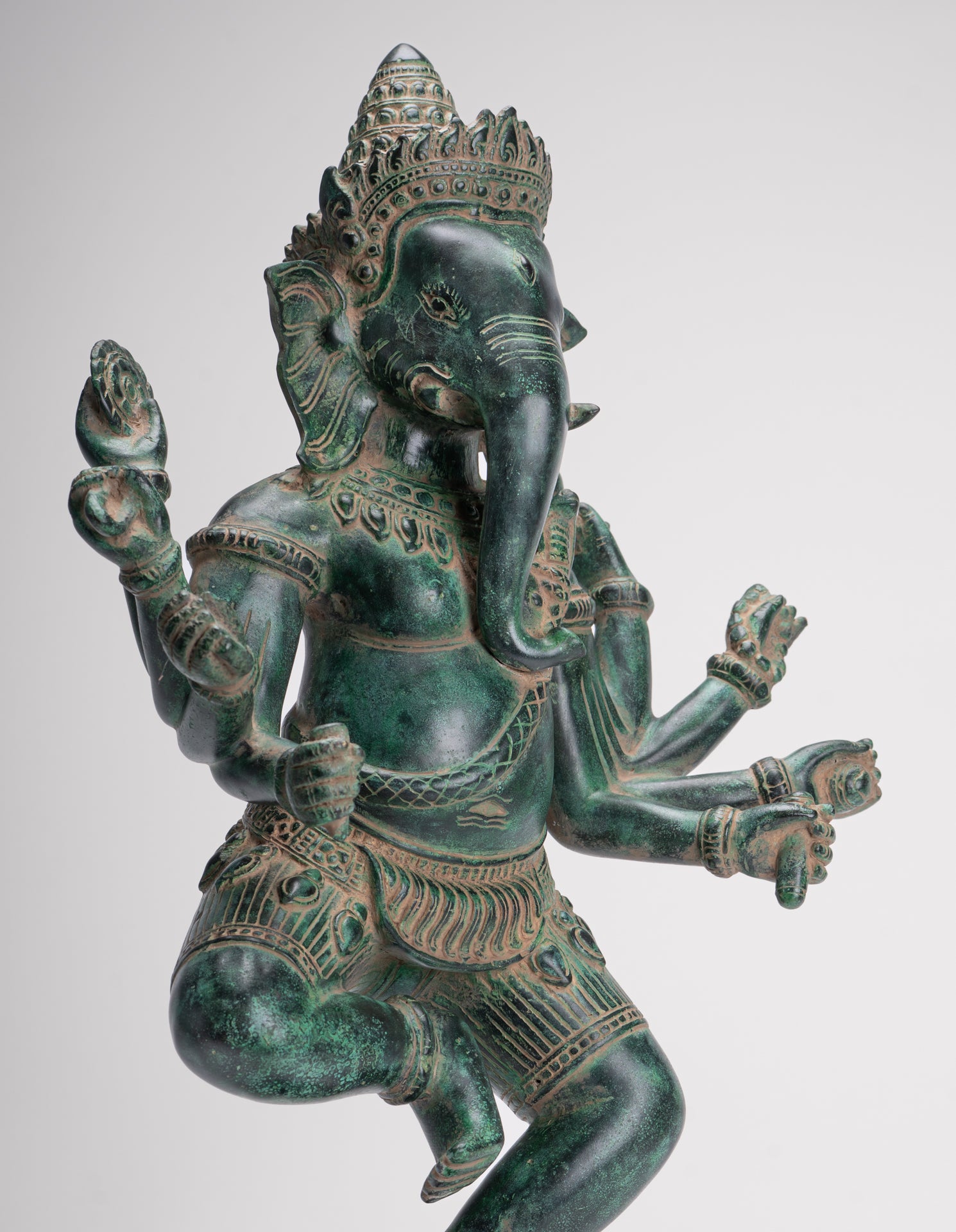 Ganesha Statue - Antique Khmer Style Bronze Dancing Ganesh Statue - 50cm/20"