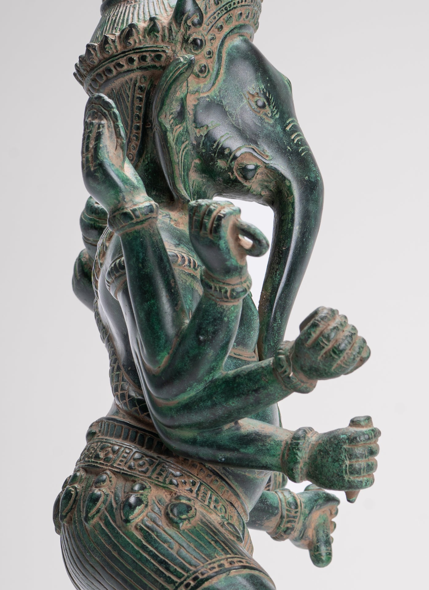Ganesha Statue - Antique Khmer Style Bronze Dancing Ganesh Statue - 50cm/20"
