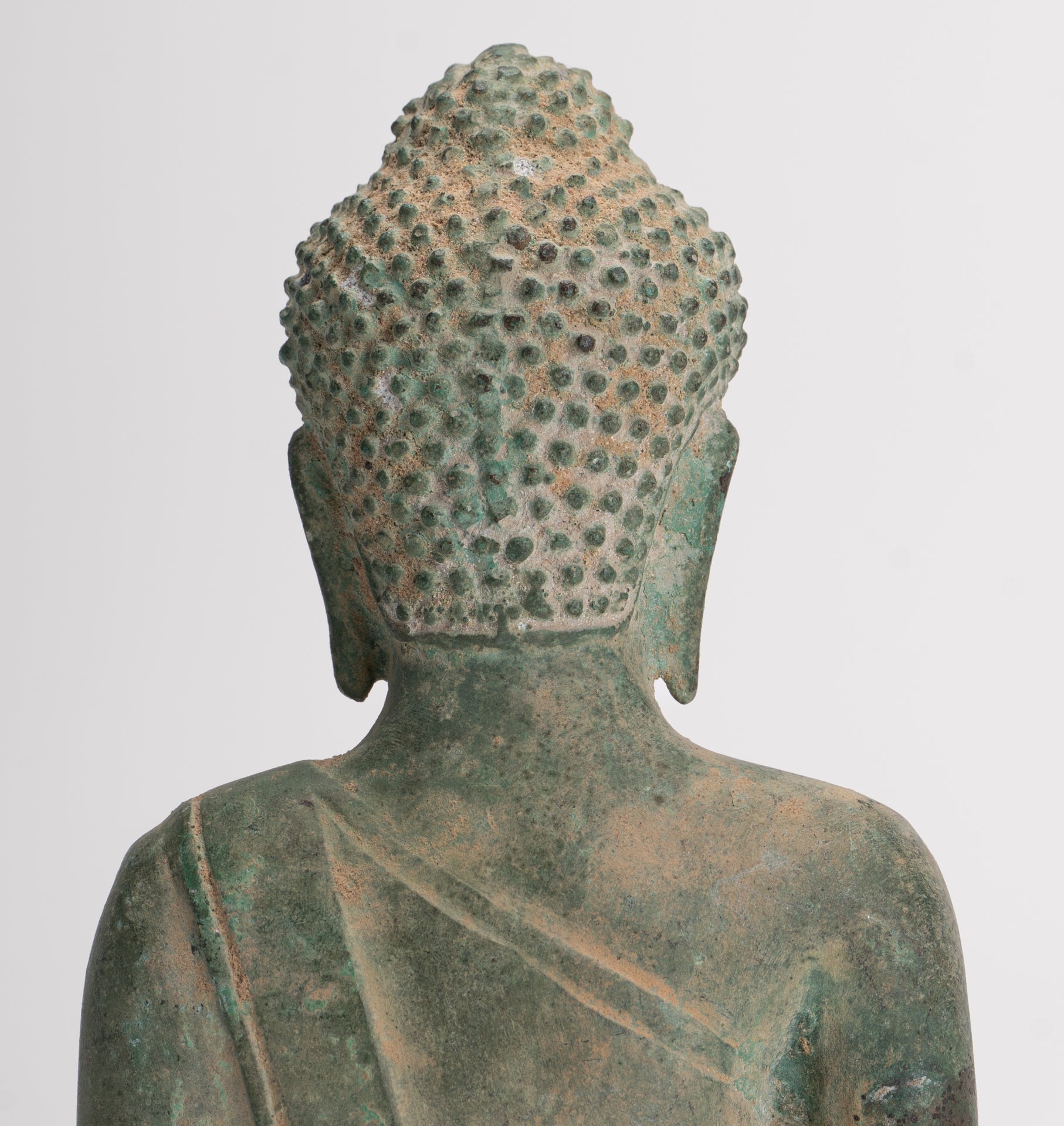 Buddha Statue - Antique Khmer Style Seated Meditation Buddha Statue - 18cm/7"