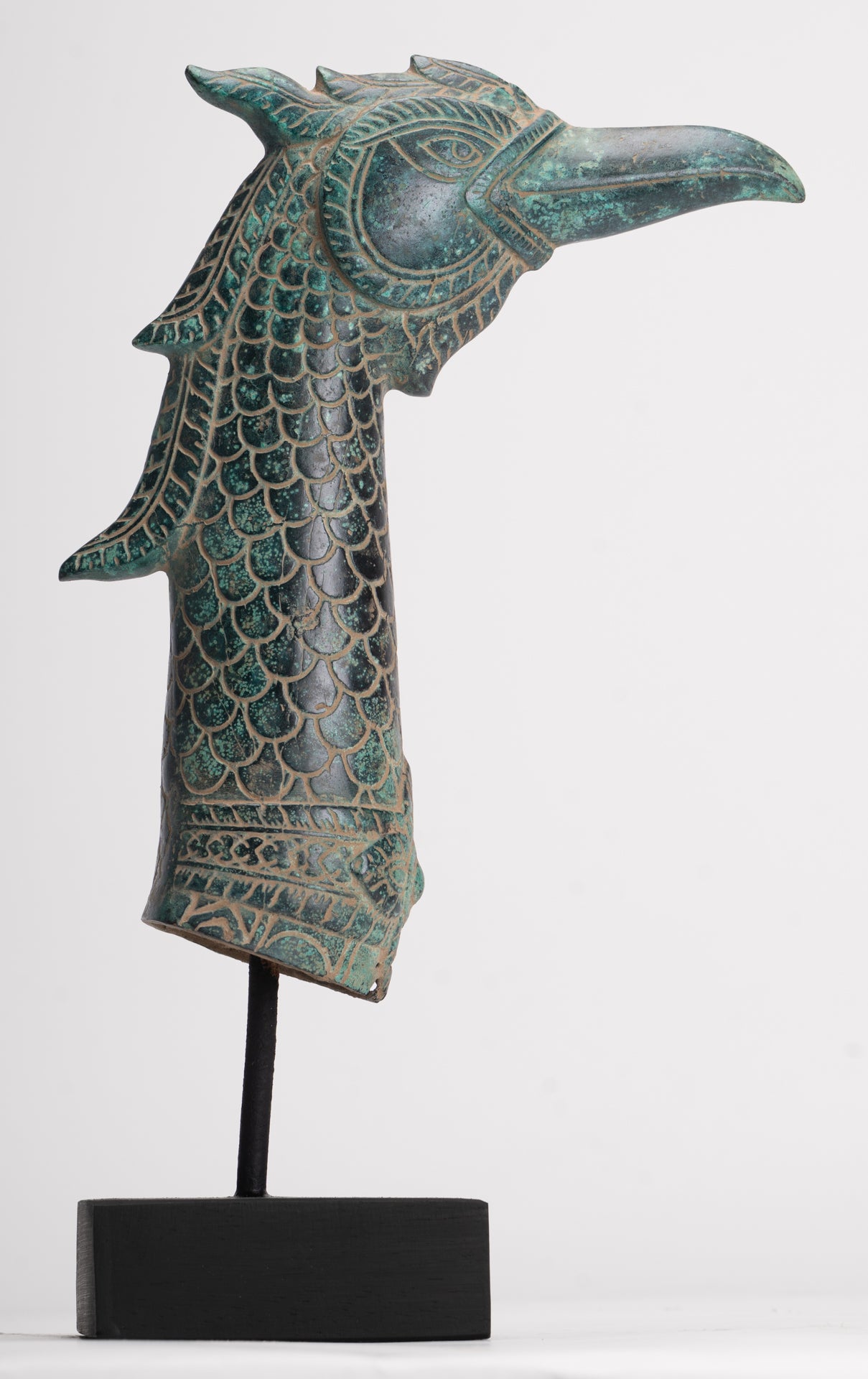 Antique Khmer Style Standing Bronze Mythical Bird/Goose/Peacock - 29cm/12" Tall