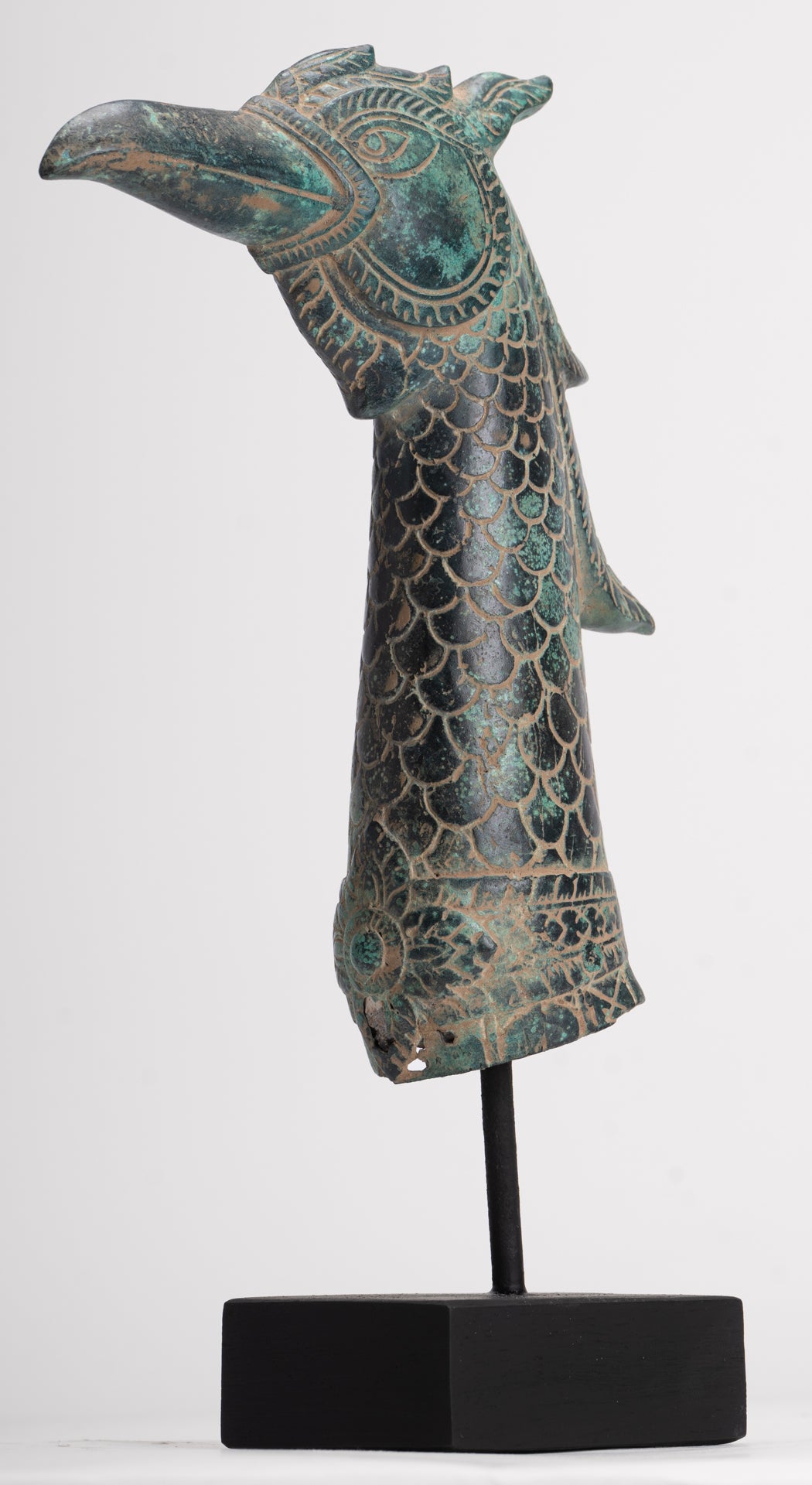 Antique Khmer Style Standing Bronze Mythical Bird/Goose/Peacock - 29cm/12" Tall