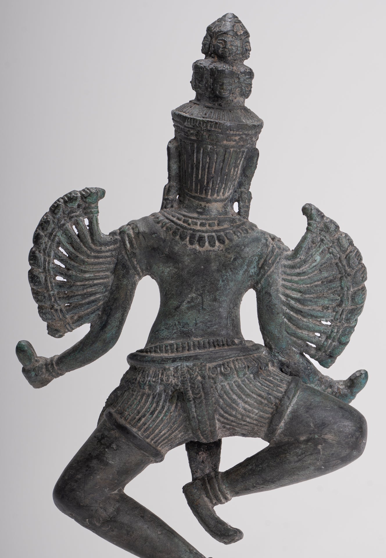 Antique Khmer Style Standing Bronze Angkor Wat Hevajra Statue - 26cm/10" Tall