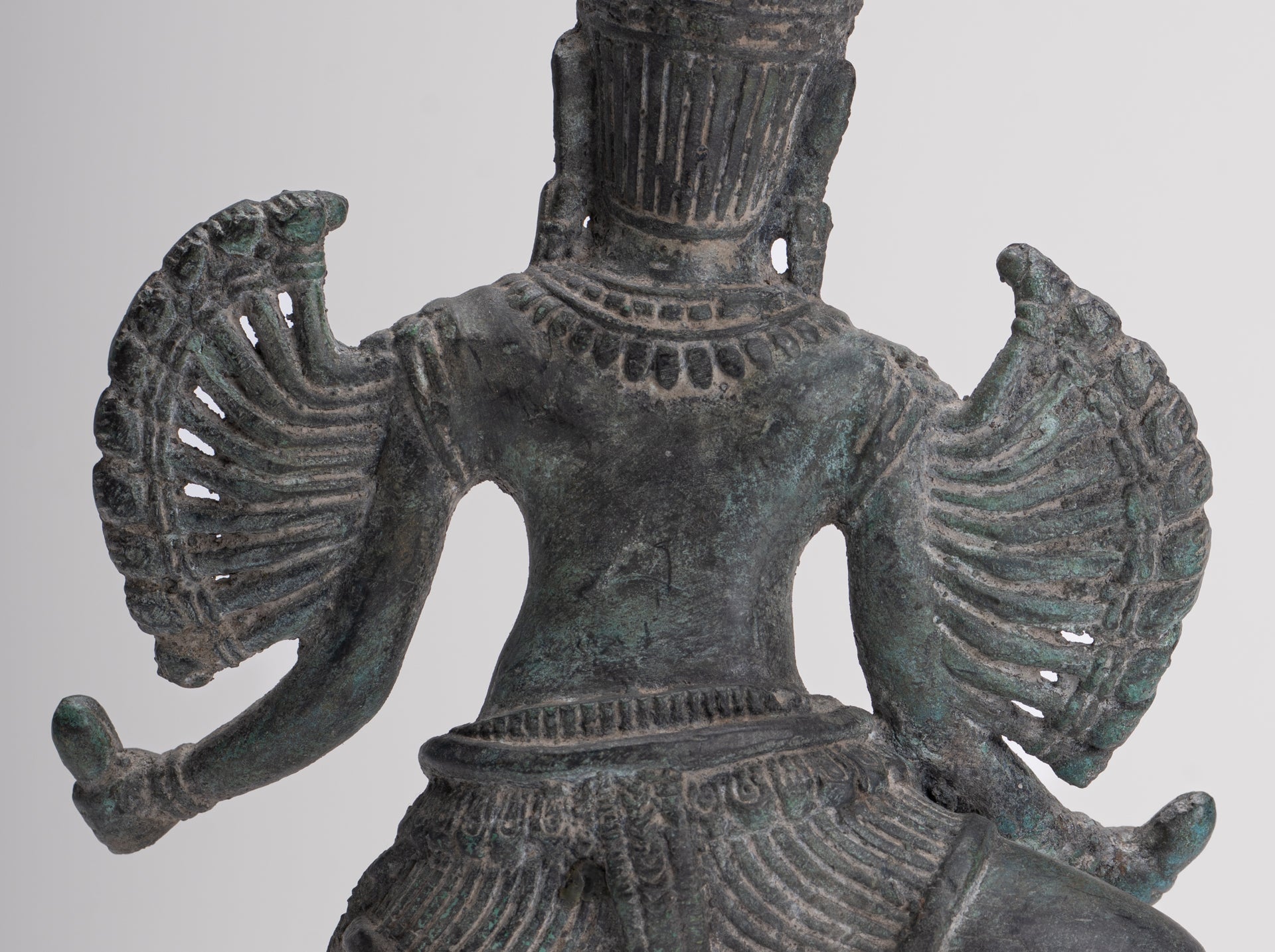 Antique Khmer Style Standing Bronze Angkor Wat Hevajra Statue - 26cm/10" Tall