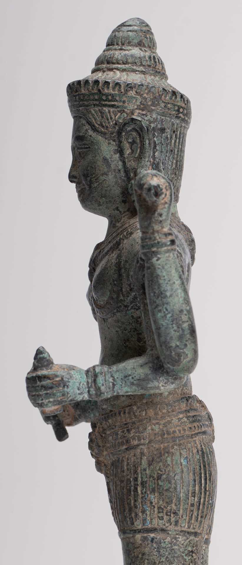 Vishnu Sculpture - Antique Angkor Wat Style Bronze Vishnu Statue - 25cm / 10"