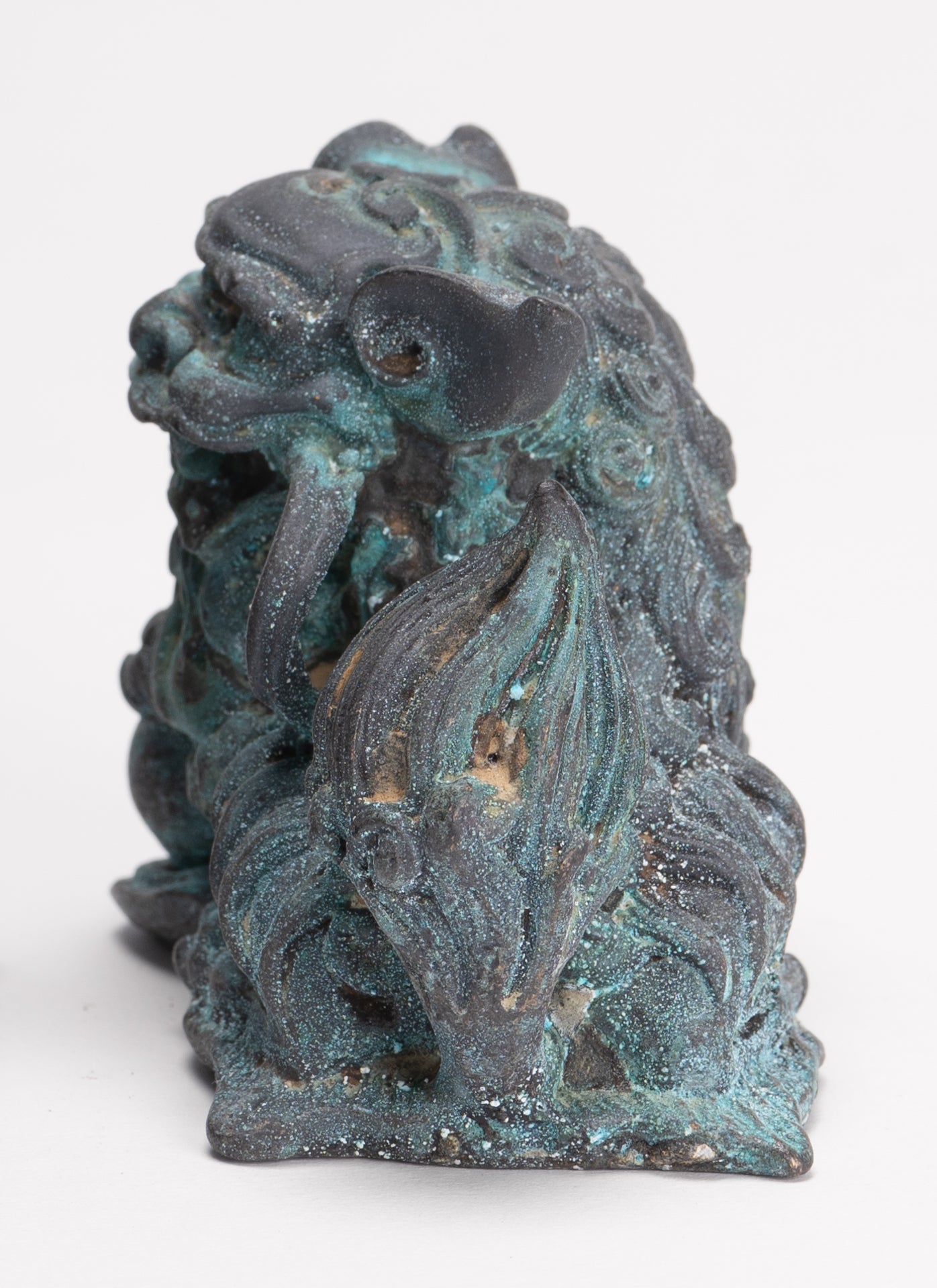 Antique Chinese Style Bronze Dragon Statue - 6cm/2" Tall (Pair)