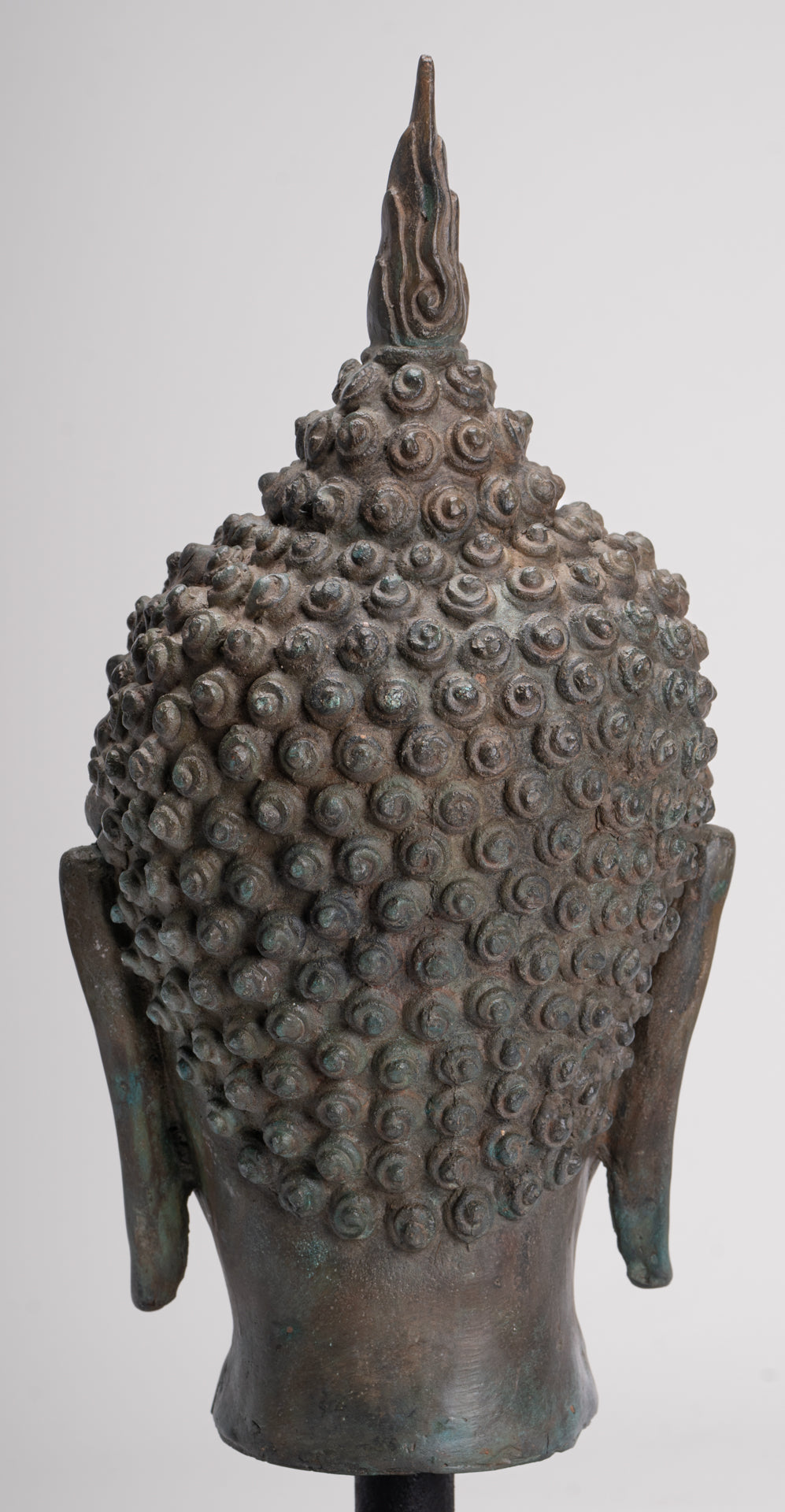 Buddha Head - Antique Thai Style Sukhothai Mounted Bronze Buddha Head - 49cm/20"