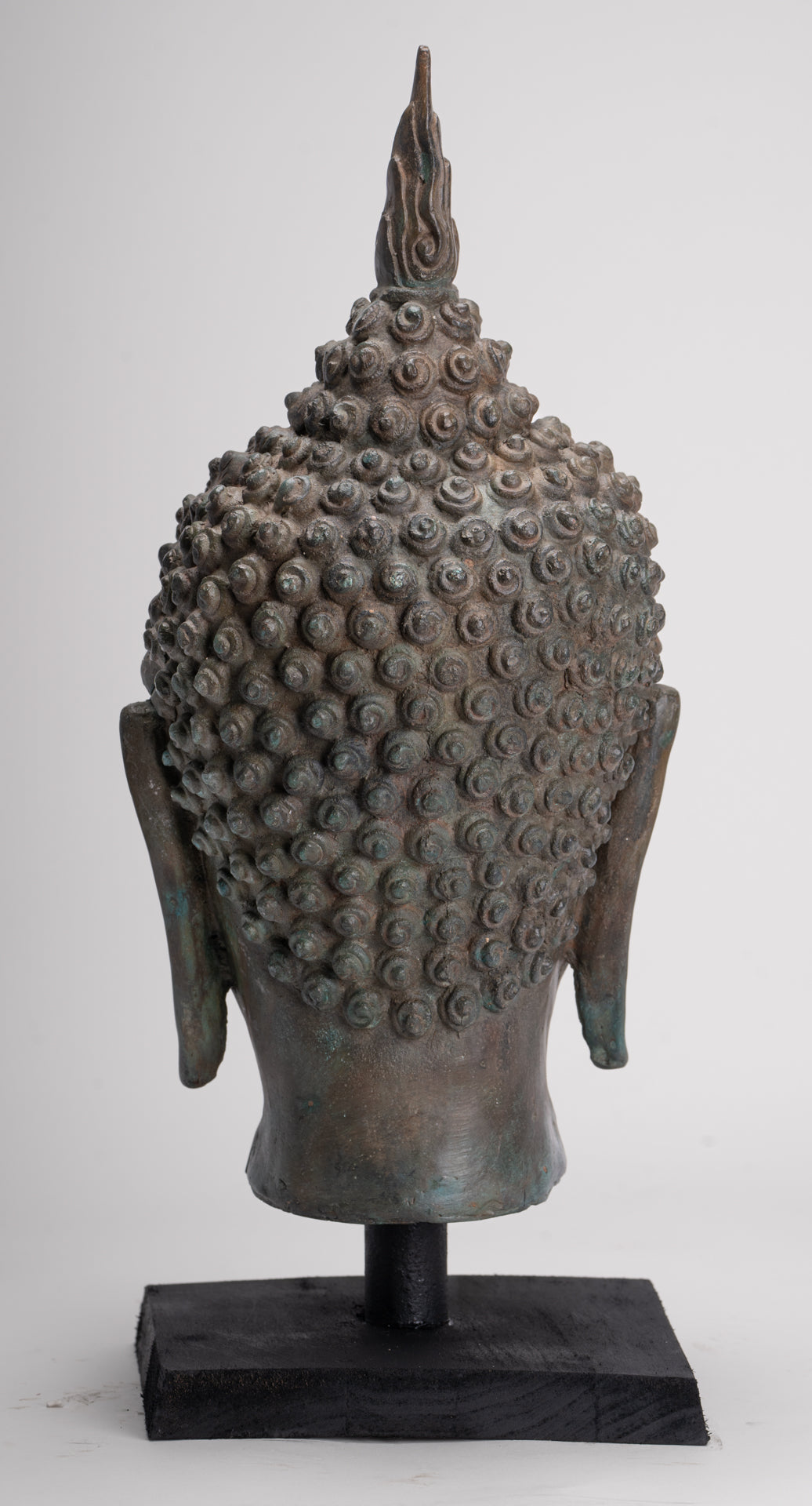 Buddha Head - Antique Thai Style Sukhothai Mounted Bronze Buddha Head - 49cm/20"