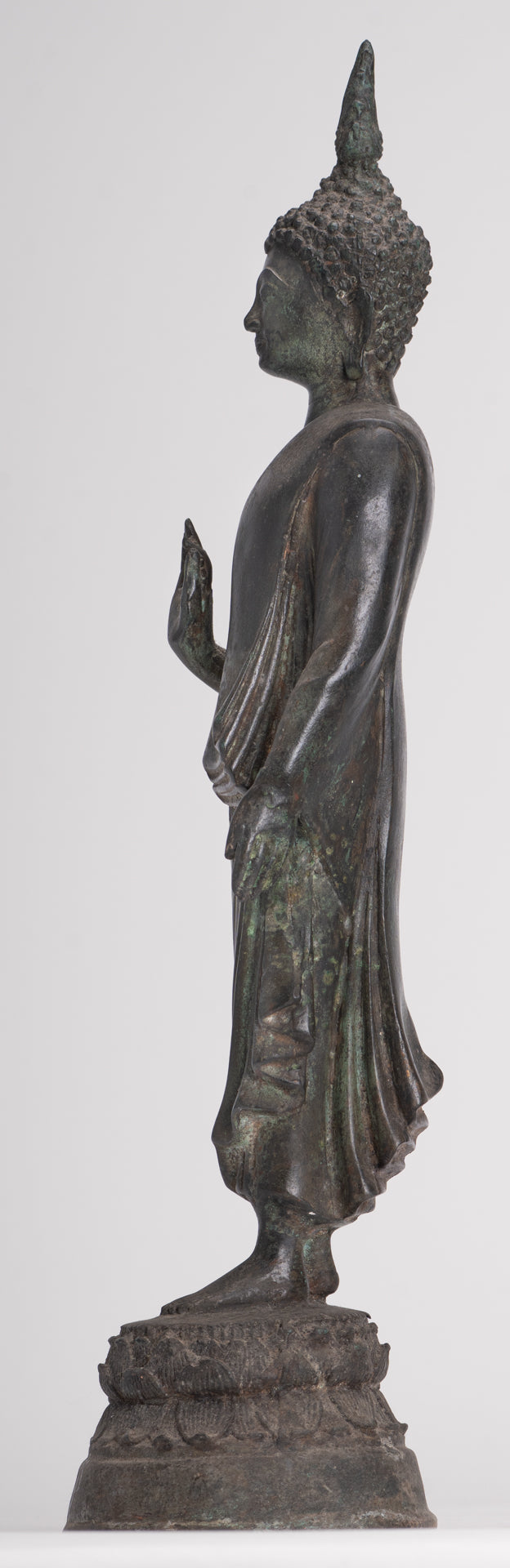 Buddha Statue - Antique Thai Style Bronze Standing Abhaya Protection Buddha Statue - 45cm/18"