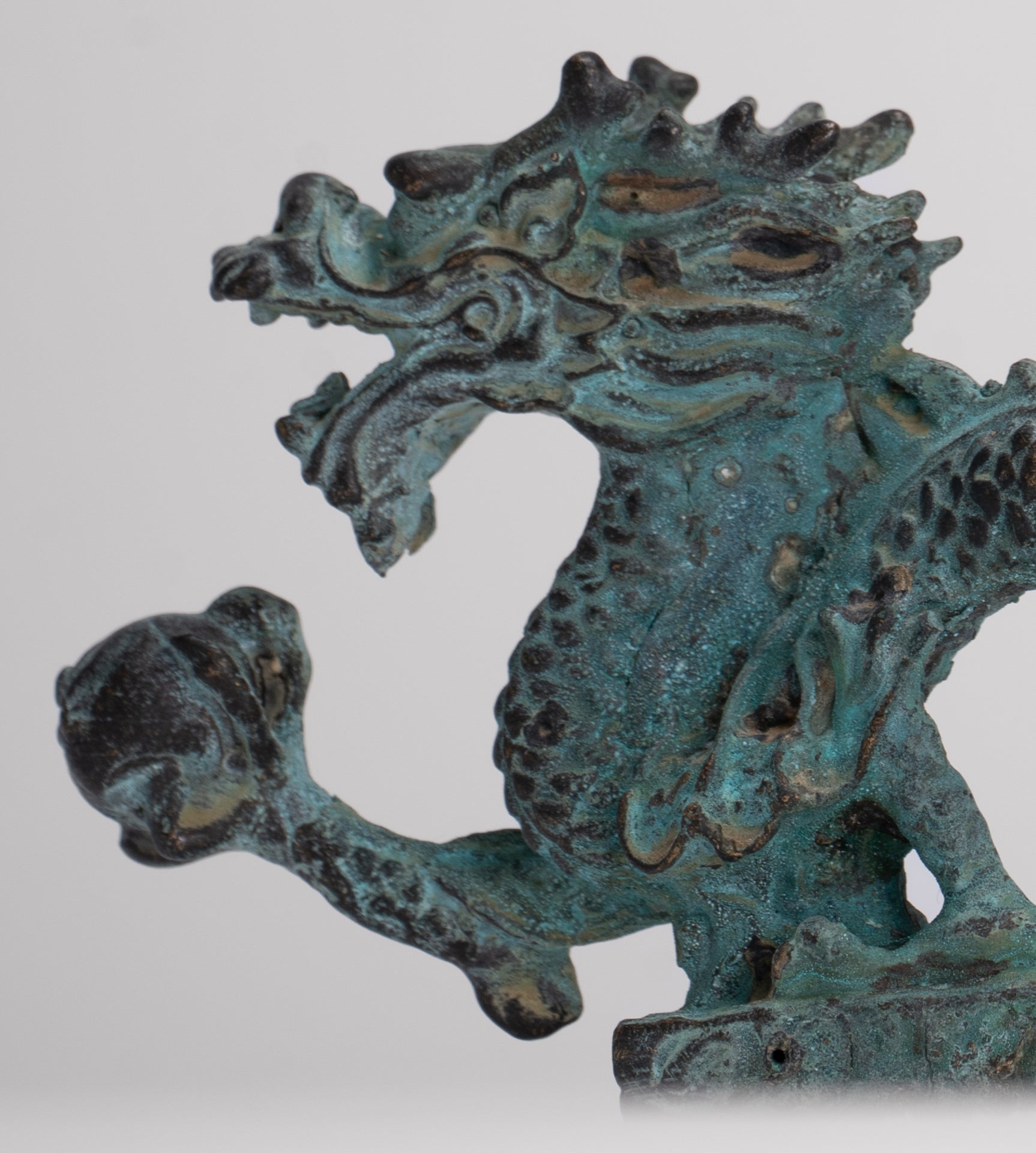 Antique Chinese Style Bronze Chinese Dragon Statue - 12cm/5" (Length)