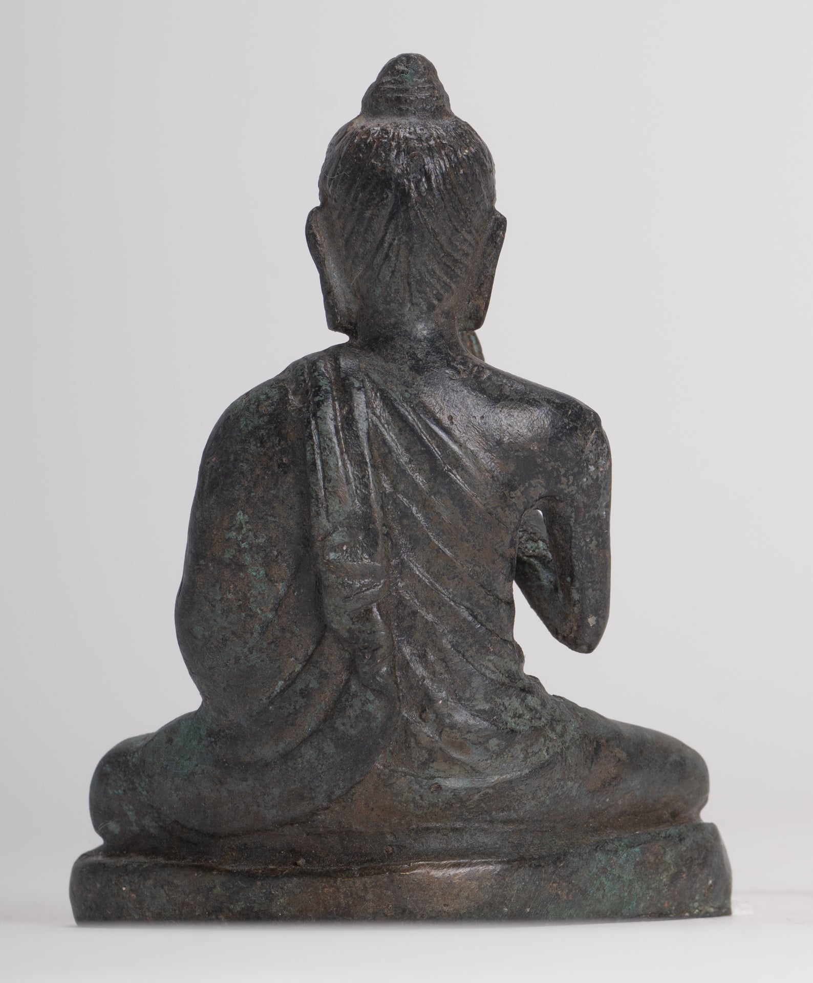 Indian Buddha Statue - Antique Gandhara Style Bronze Teaching Buddha Statue - 10cm/4"