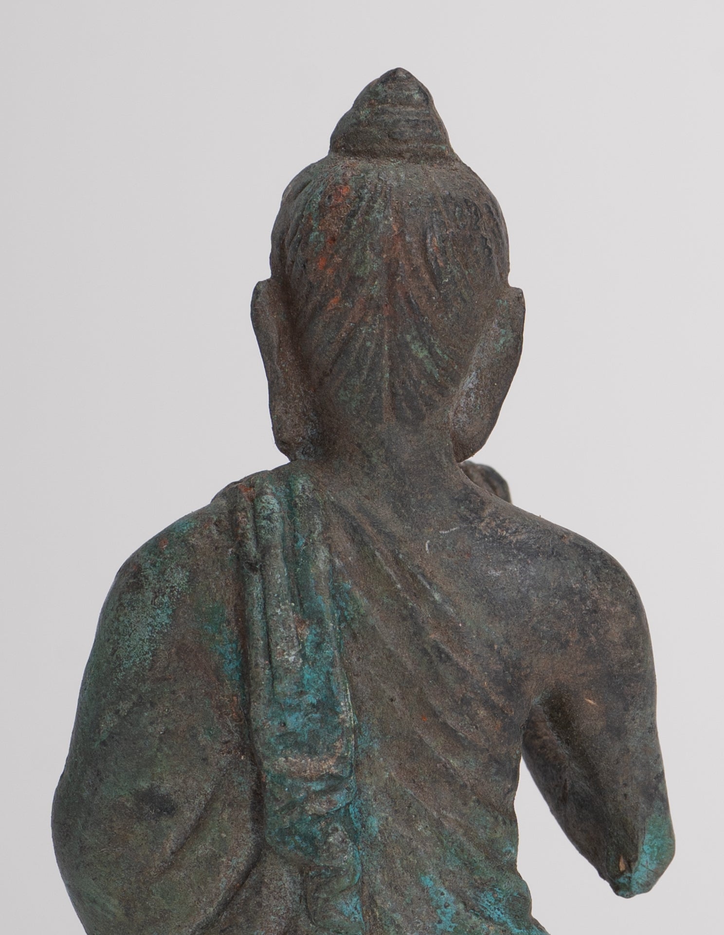 Indian Buddha Statue - Antique Gandhara Style Bronze Teaching Buddha Statue - 10cm/4"