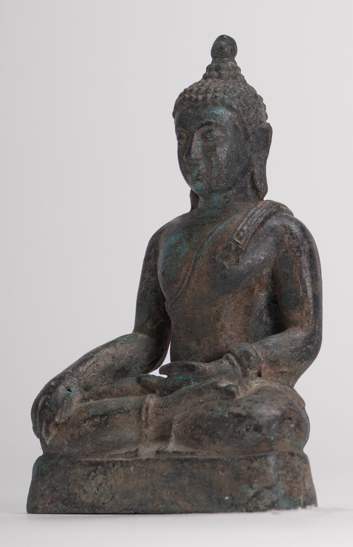 Buddha Statue - Antique Thai Style Bronze Chiang Saen Enlightenment Buddha Statue - 10.5cm/4"