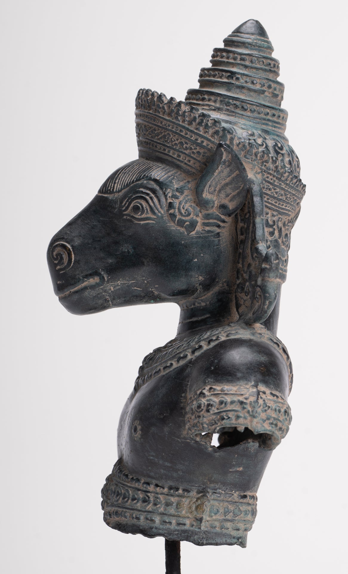 Kalkin Statue - Antique Khmer Style Bronze Hayagriva Kalkin Horse of Vishnu - 25cm/10"