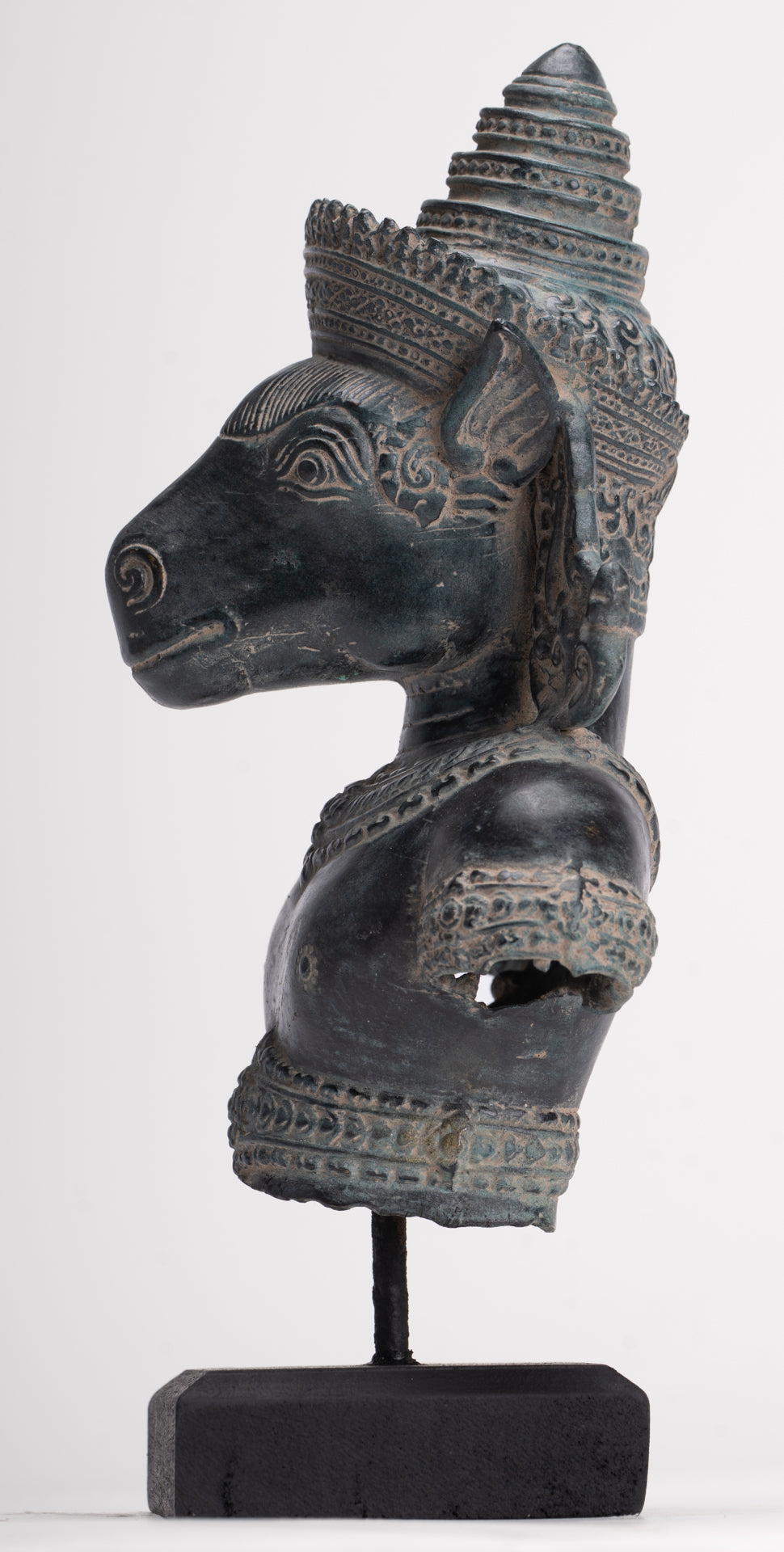 Kalkin Statue - Antique Khmer Style Bronze Hayagriva Kalkin Horse of Vishnu - 25cm/10"