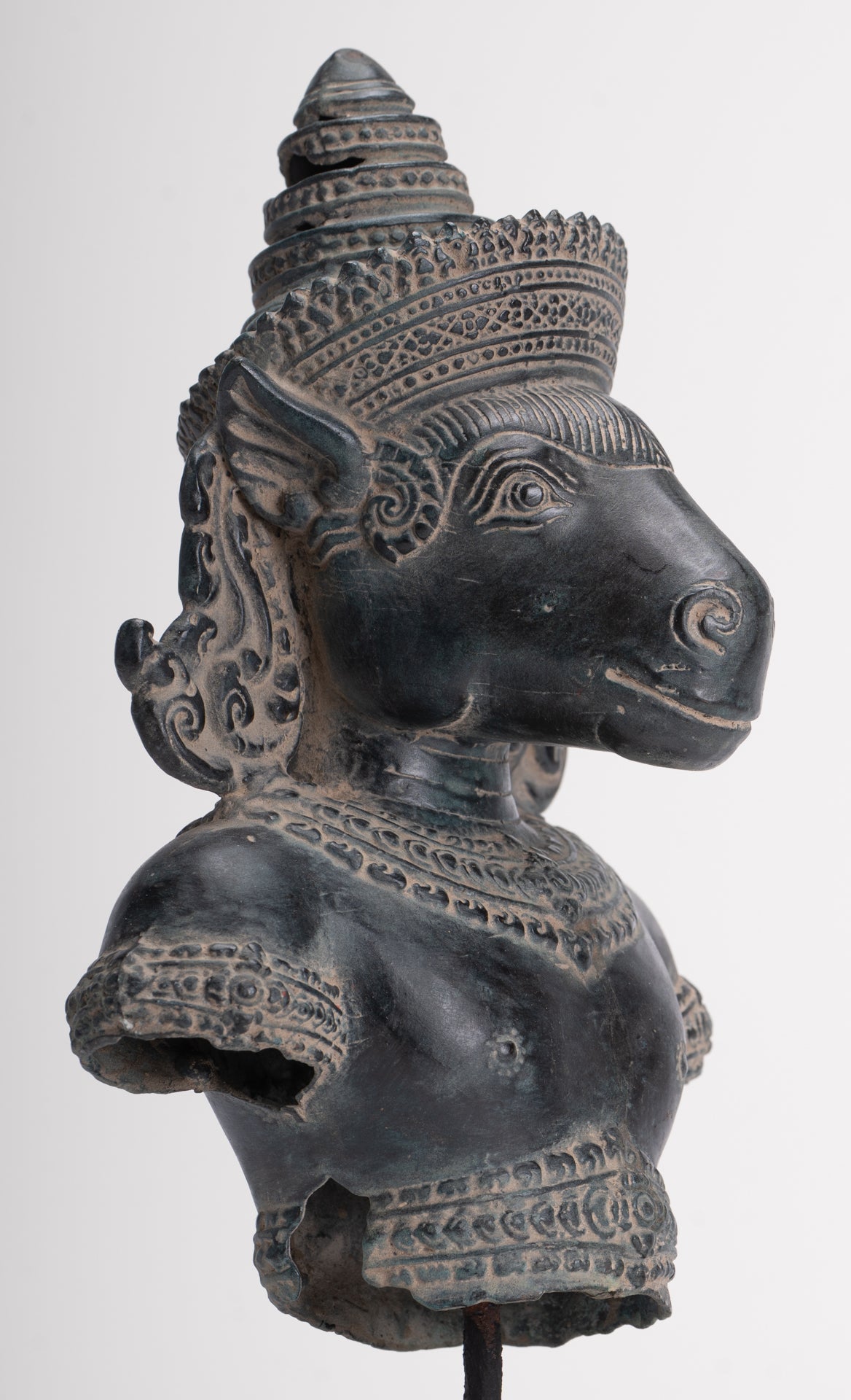 Kalkin Statue - Antique Khmer Style Bronze Hayagriva Kalkin Horse of Vishnu - 25cm/10"