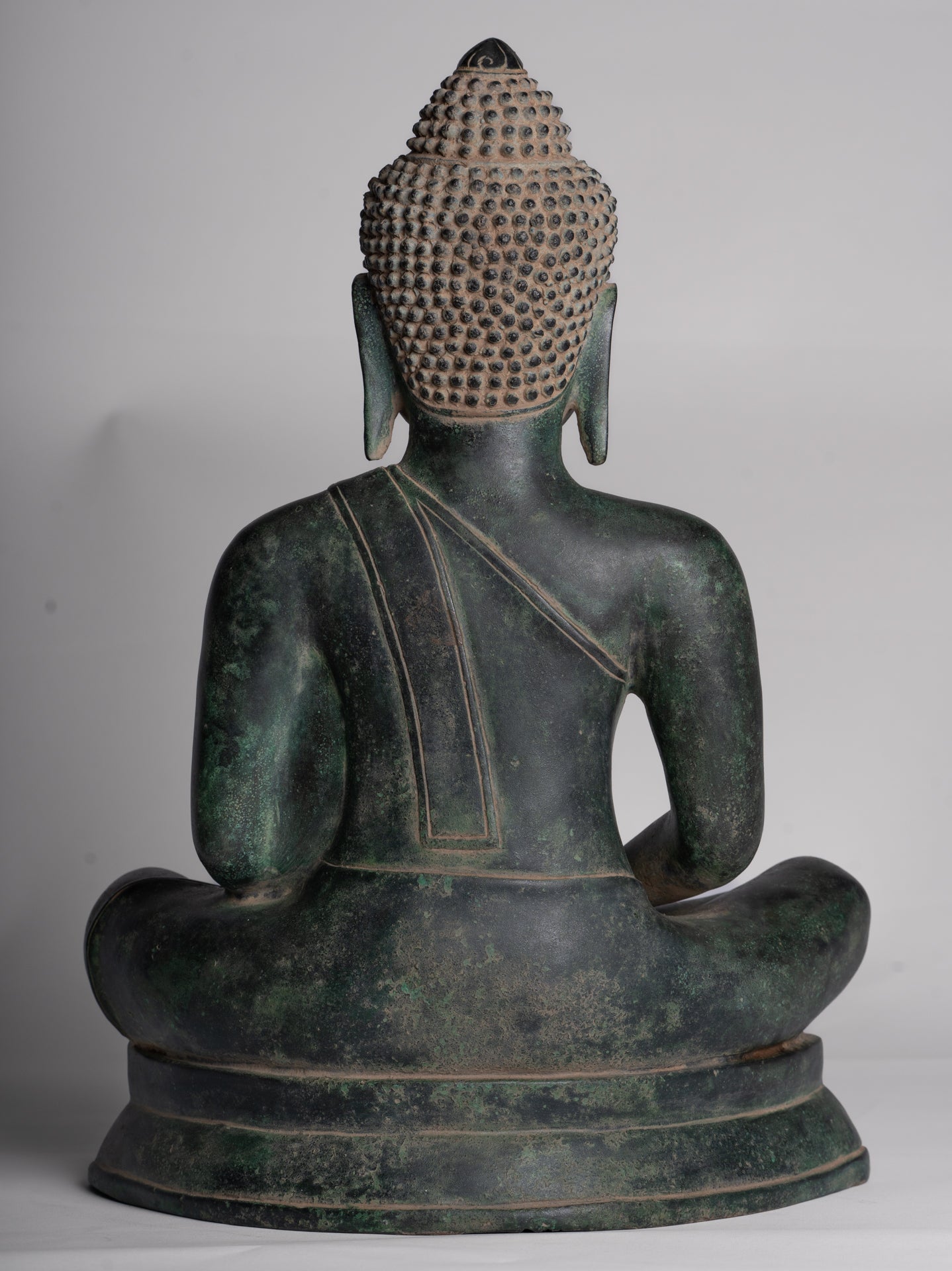 Statue de Bouddha – Statue de Bouddha de méditation assis en bronze de style khmer antique – 40 cm/16"