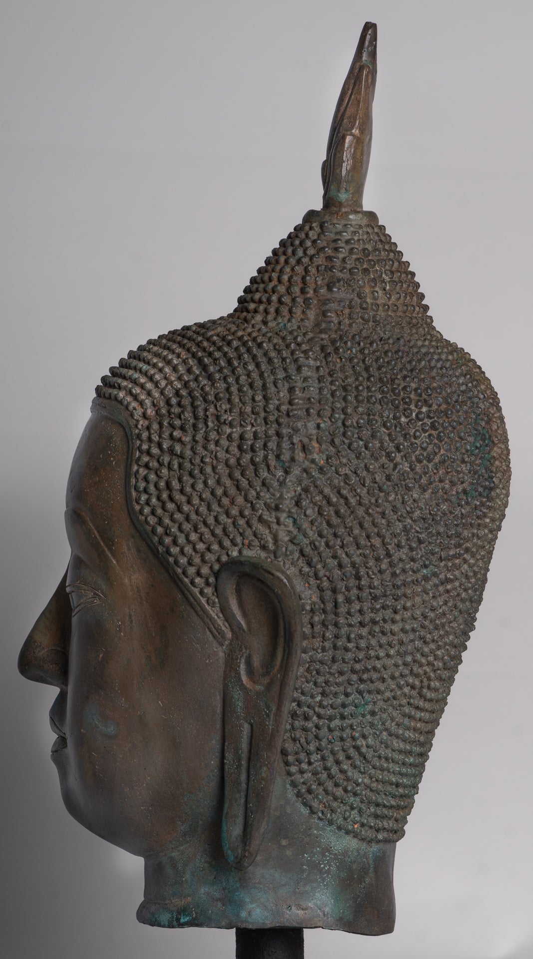 Buddha Statue - Antique U Thong Style Bronze Enlightenment Buddha Head - 47cm/19"