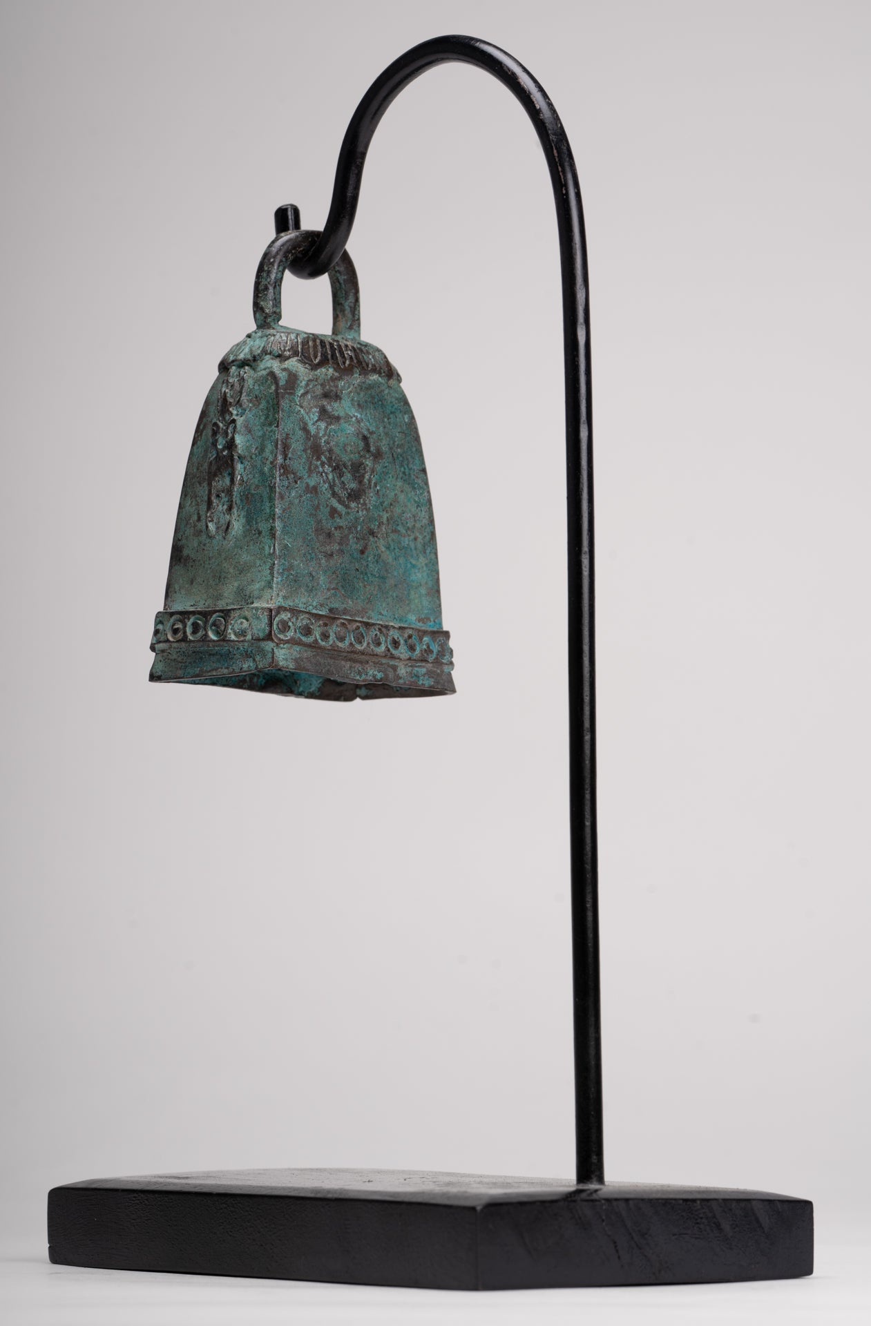 Antique Khmer Style Bronze Mounted Apsara Bell - 30cm/12"