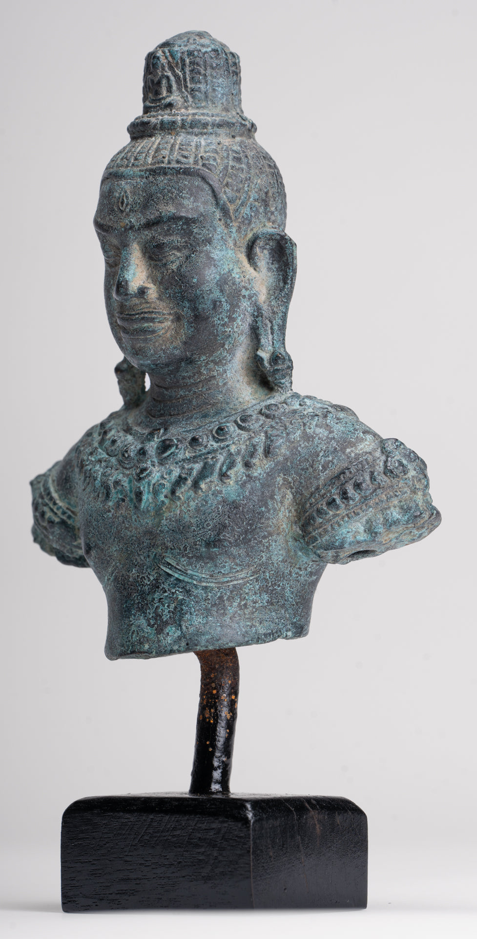 Antique Khmer Style Bronze Angkor Wat Style Lokeshvara Statue - 19cm/8"