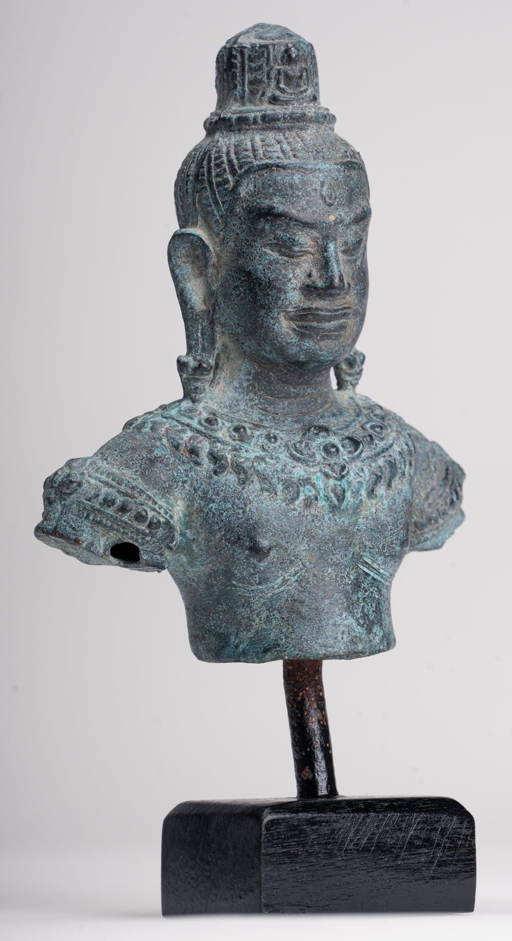 Antique Khmer Style Bronze Angkor Wat Style Lokeshvara Statue - 19cm/8"