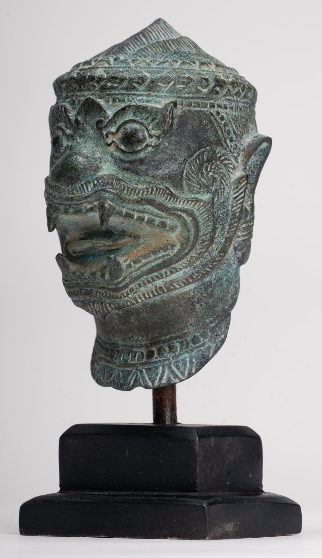 Antique Khmer Style Standing Bayon Hindu God Hanuman Statue - 17cm/7" Tall