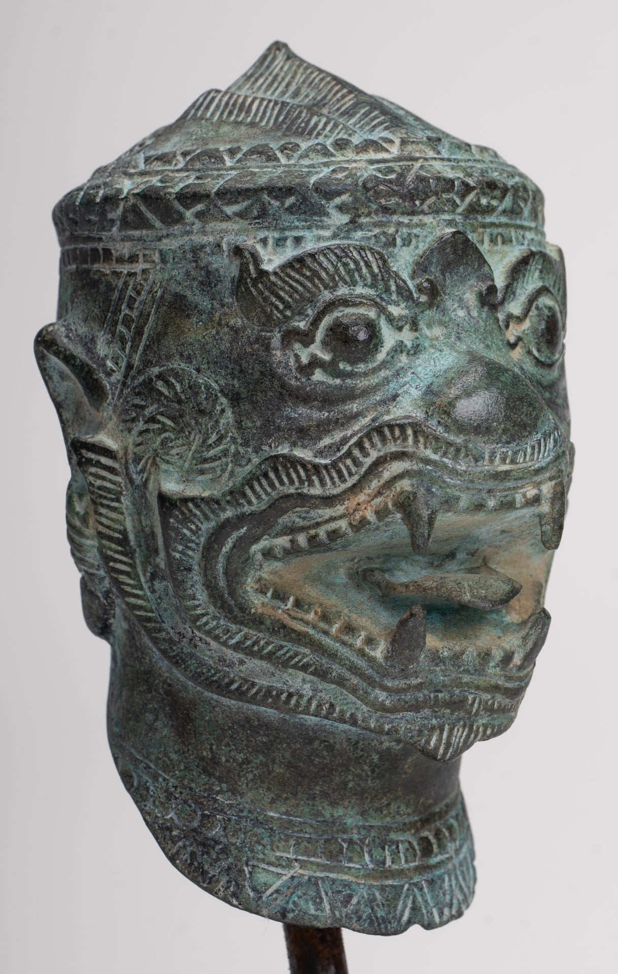 Antique Khmer Style Standing Bayon Hindu God Hanuman Statue - 17cm/7" Tall