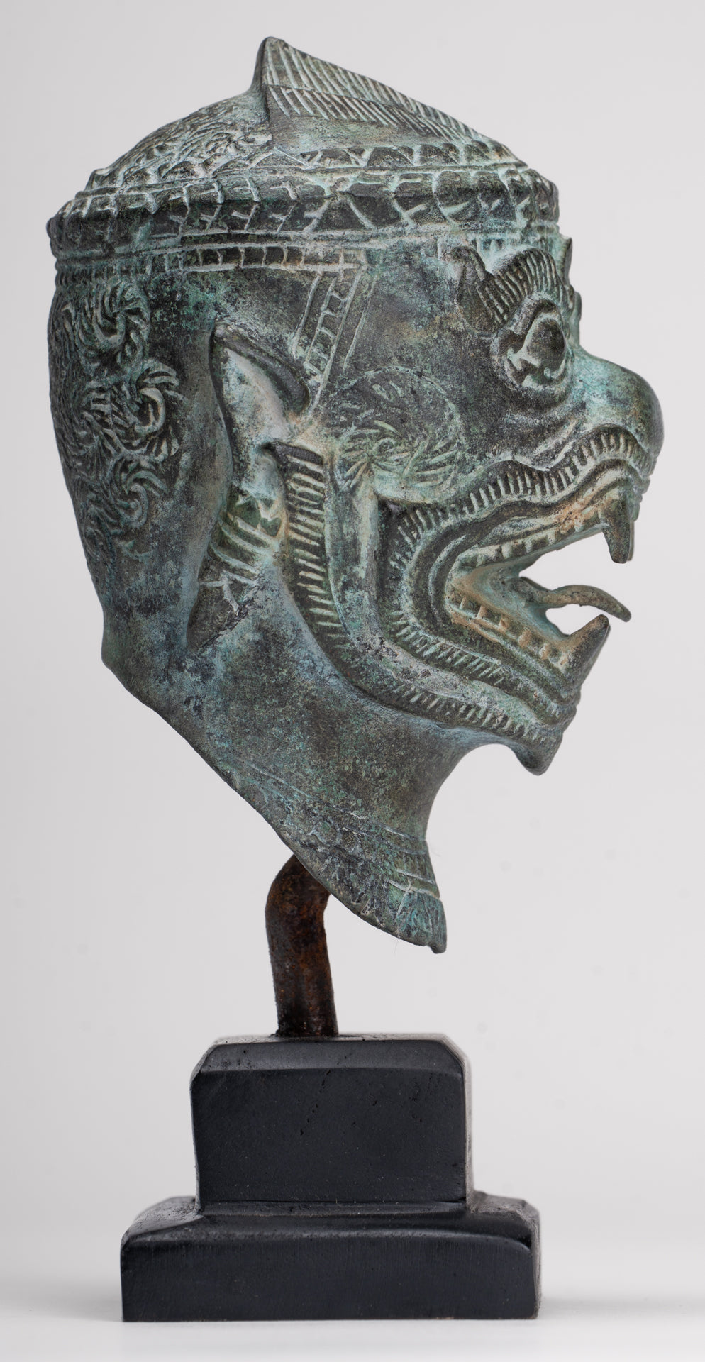 Antique Khmer Style Standing Bayon Hindu God Hanuman Statue - 17cm/7" Tall