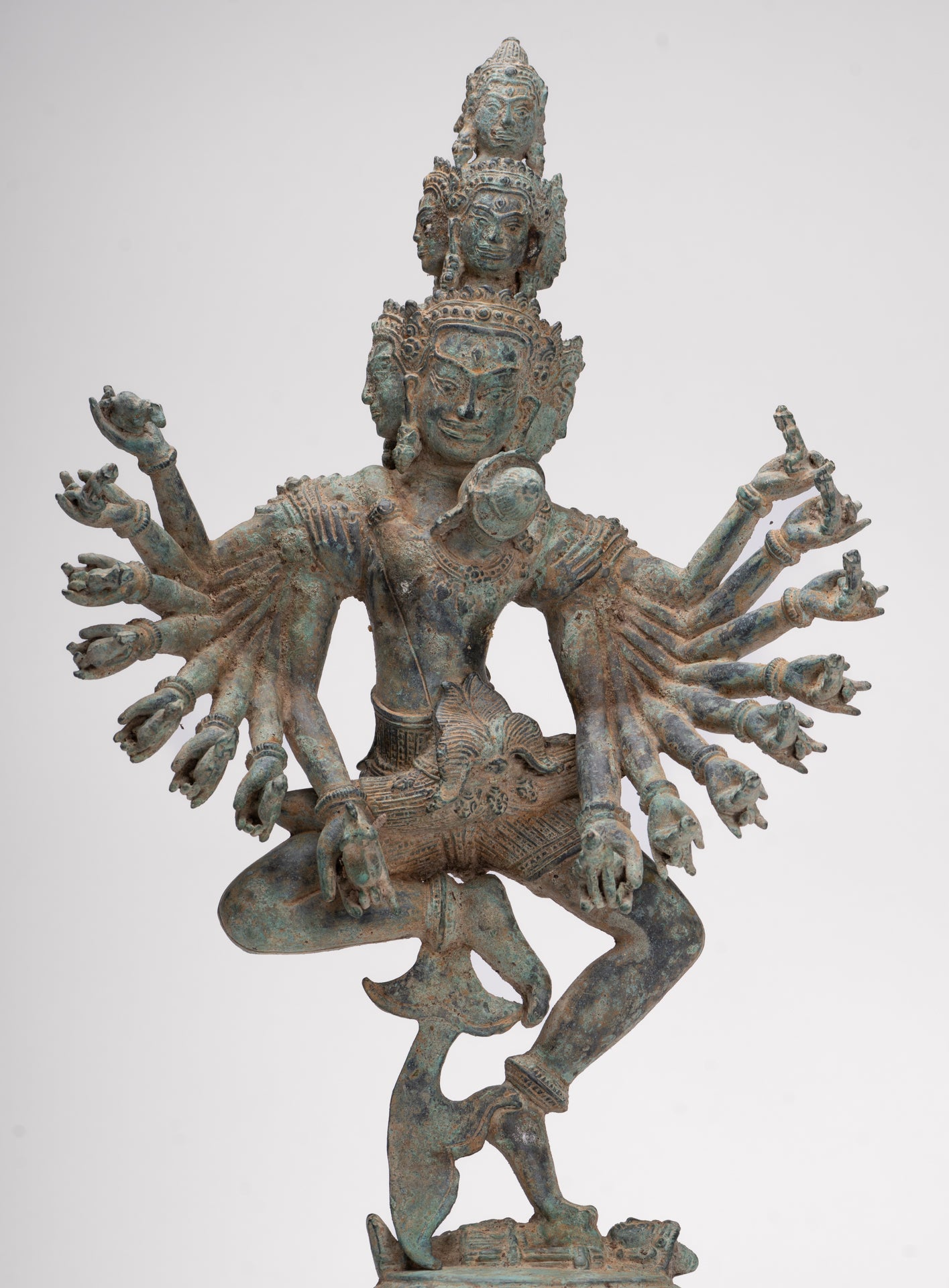 Antique Khmer Style Standing Bronze Tantric Hevajra & Nairatmya Statue - 48cm/19" Tall