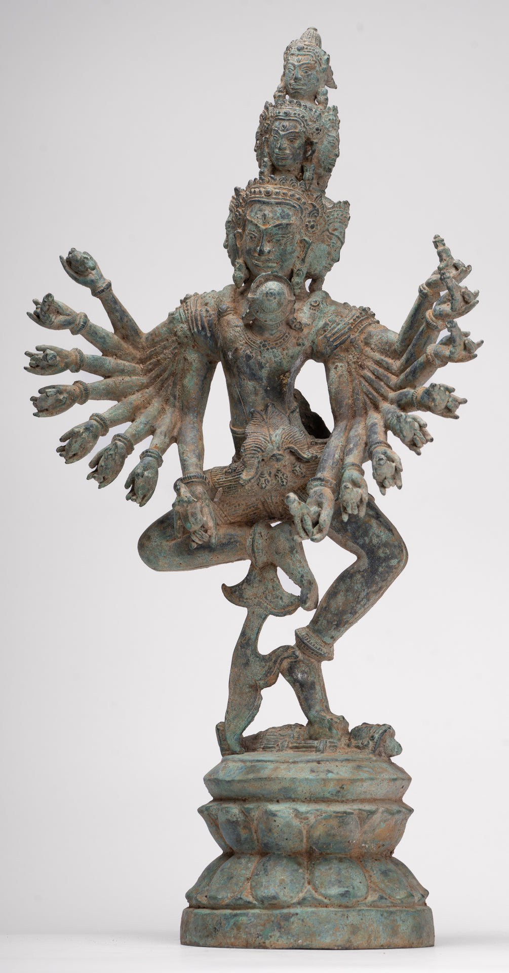 Antique Khmer Style Standing Bronze Tantric Hevajra & Nairatmya Statue - 48cm/19" Tall