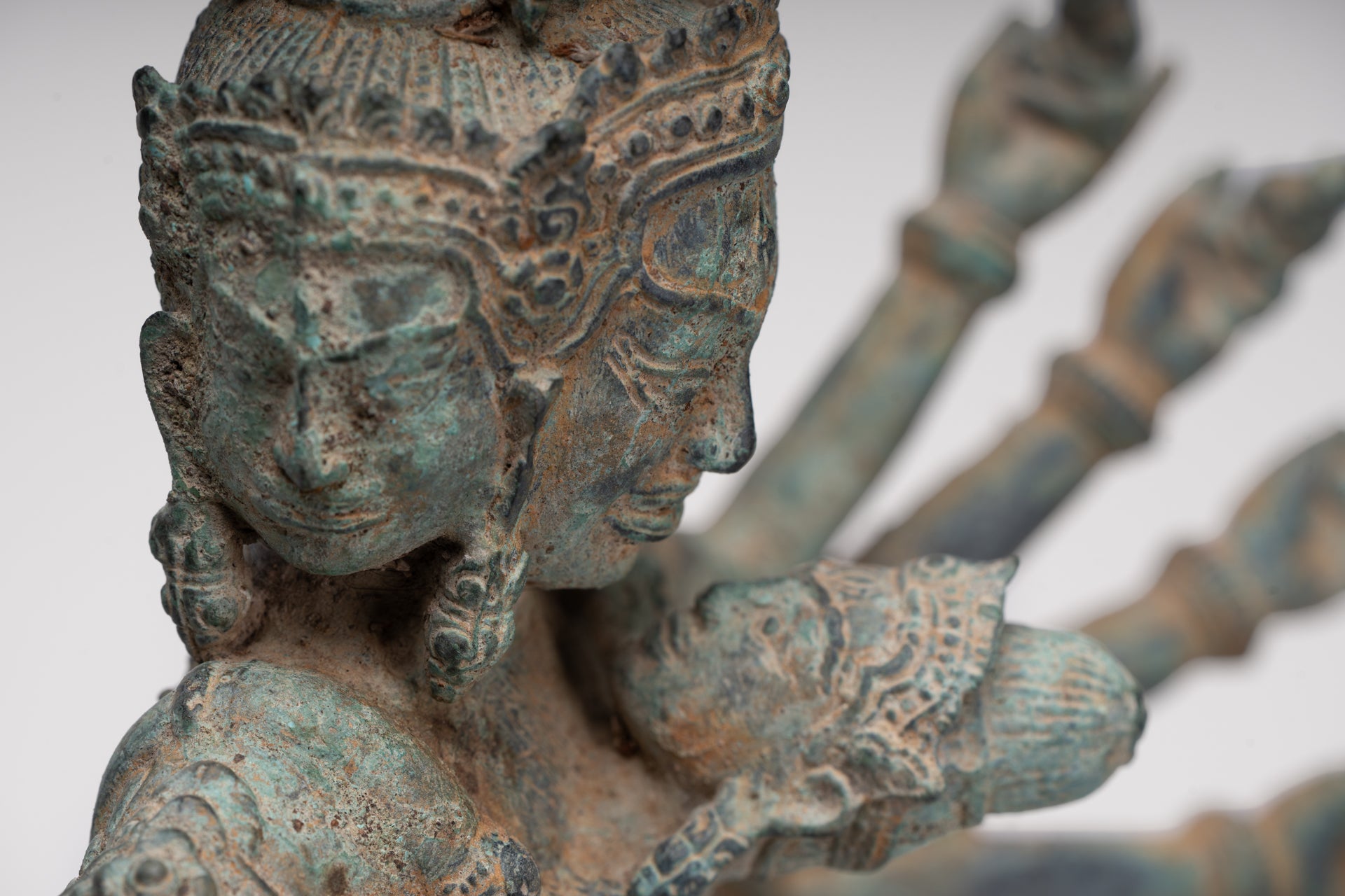 Antique Khmer Style Standing Bronze Tantric Hevajra & Nairatmya Statue - 48cm/19" Tall