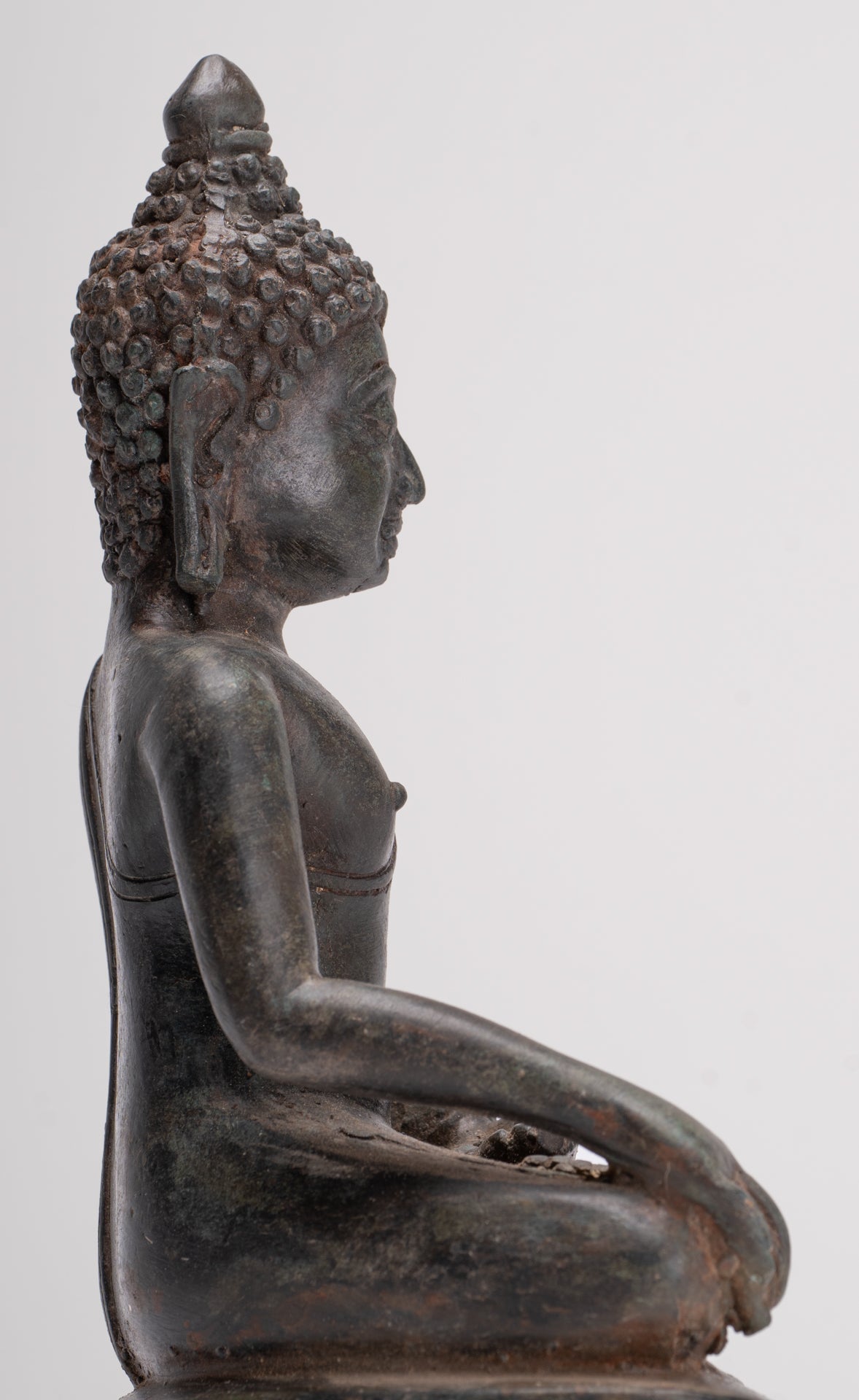 Buddha Statue - Antique Thai Style Bronze Chiang Saen Enlightenment Buddha Statue - 20cm/8"