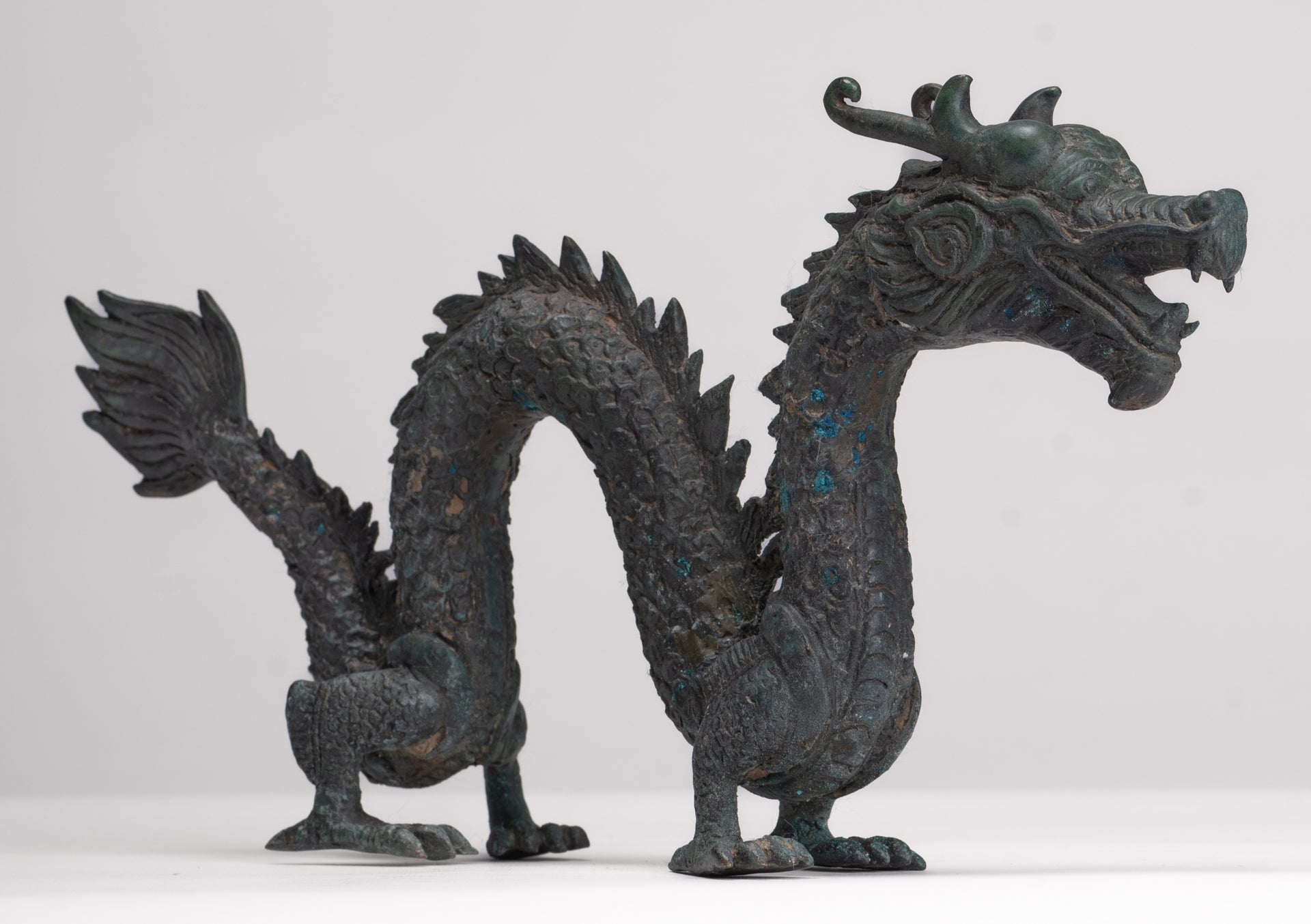 Antique Chinese Style Bronze Dragon Statue - 27cm/11"