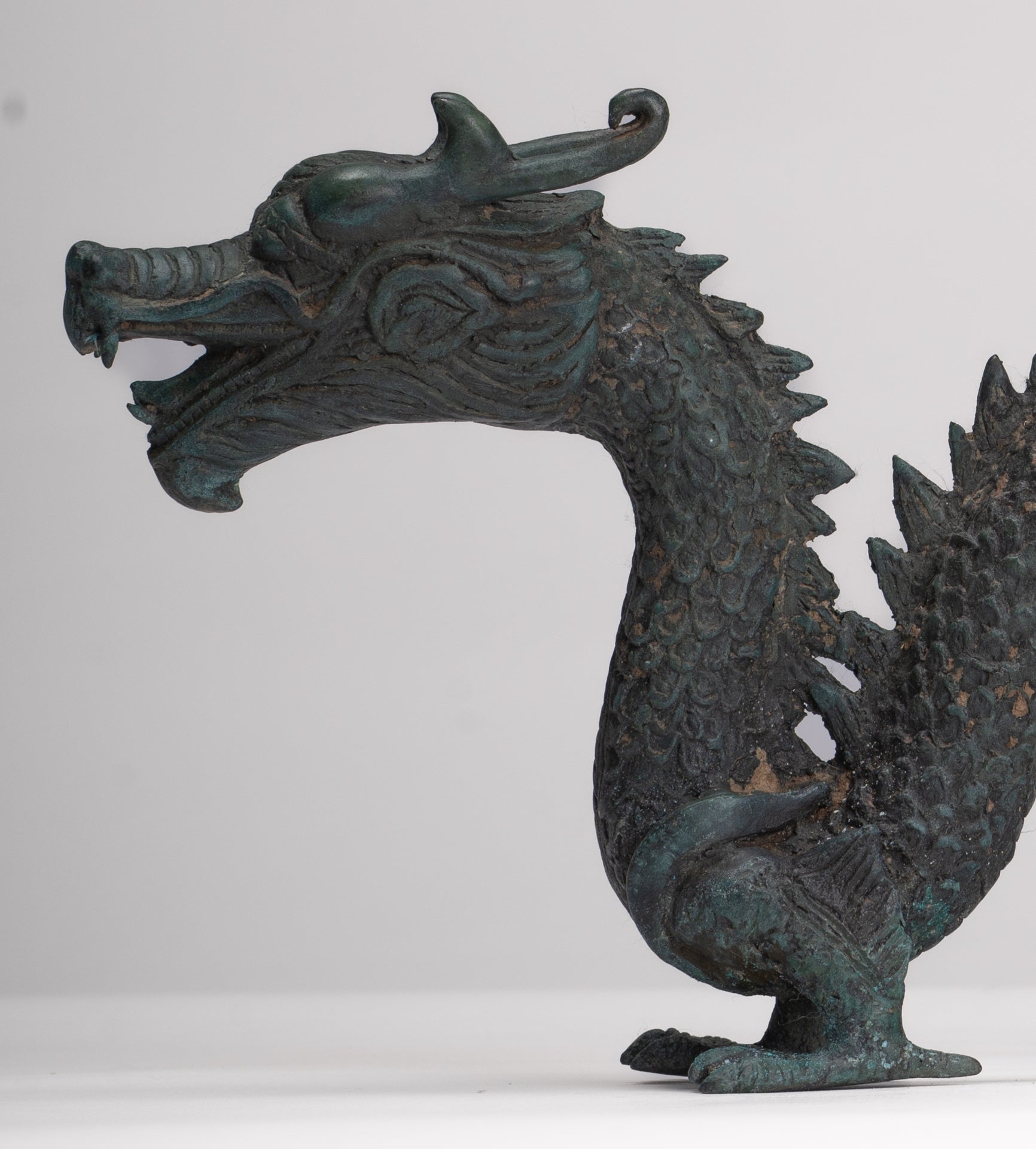 Antique Chinese Style Bronze Dragon Statue - 27cm/11"