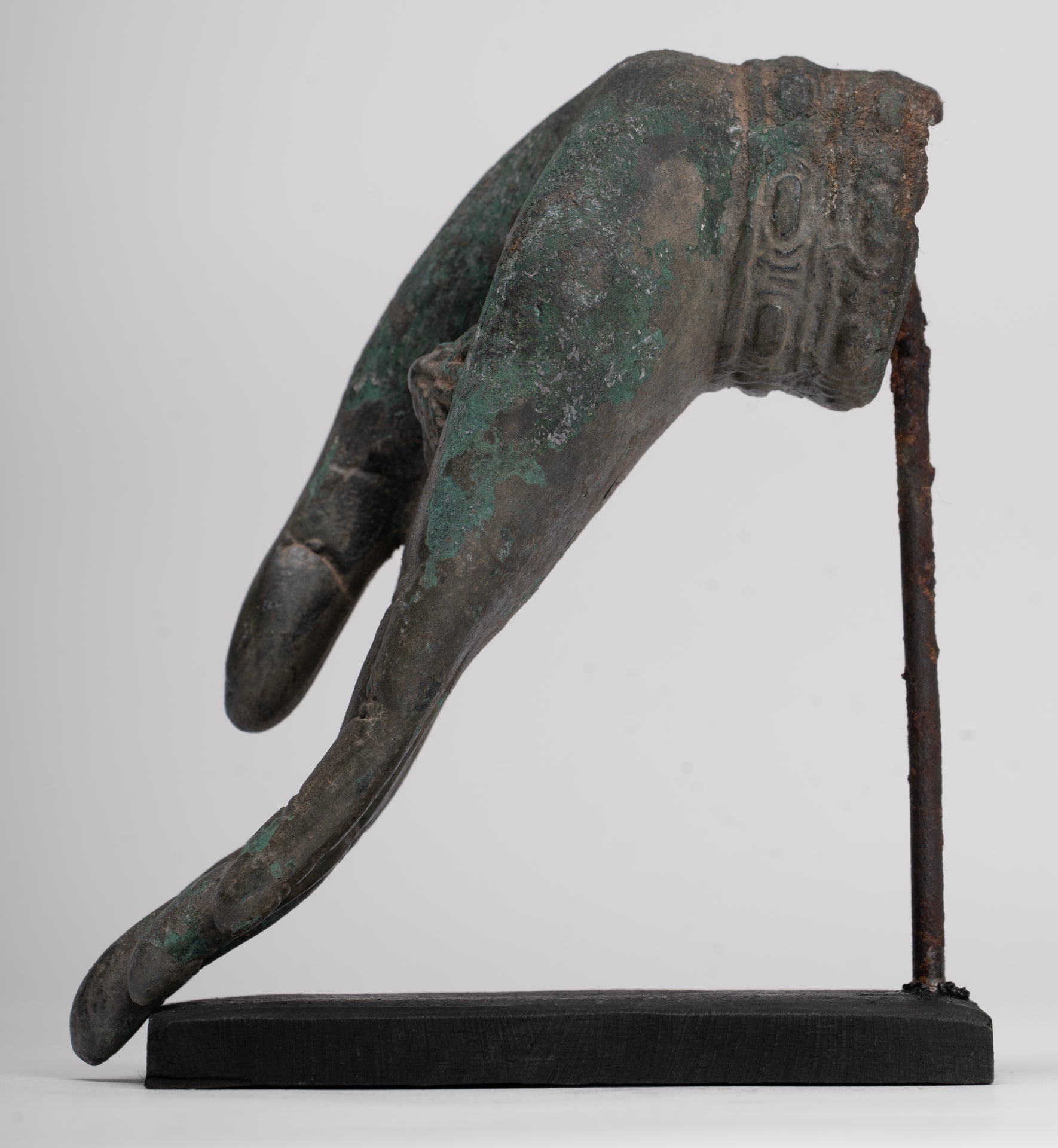 Mounted Antique Thai Style Southeast Asia Bronze Thai Protection Hand - 12.5cm/5"